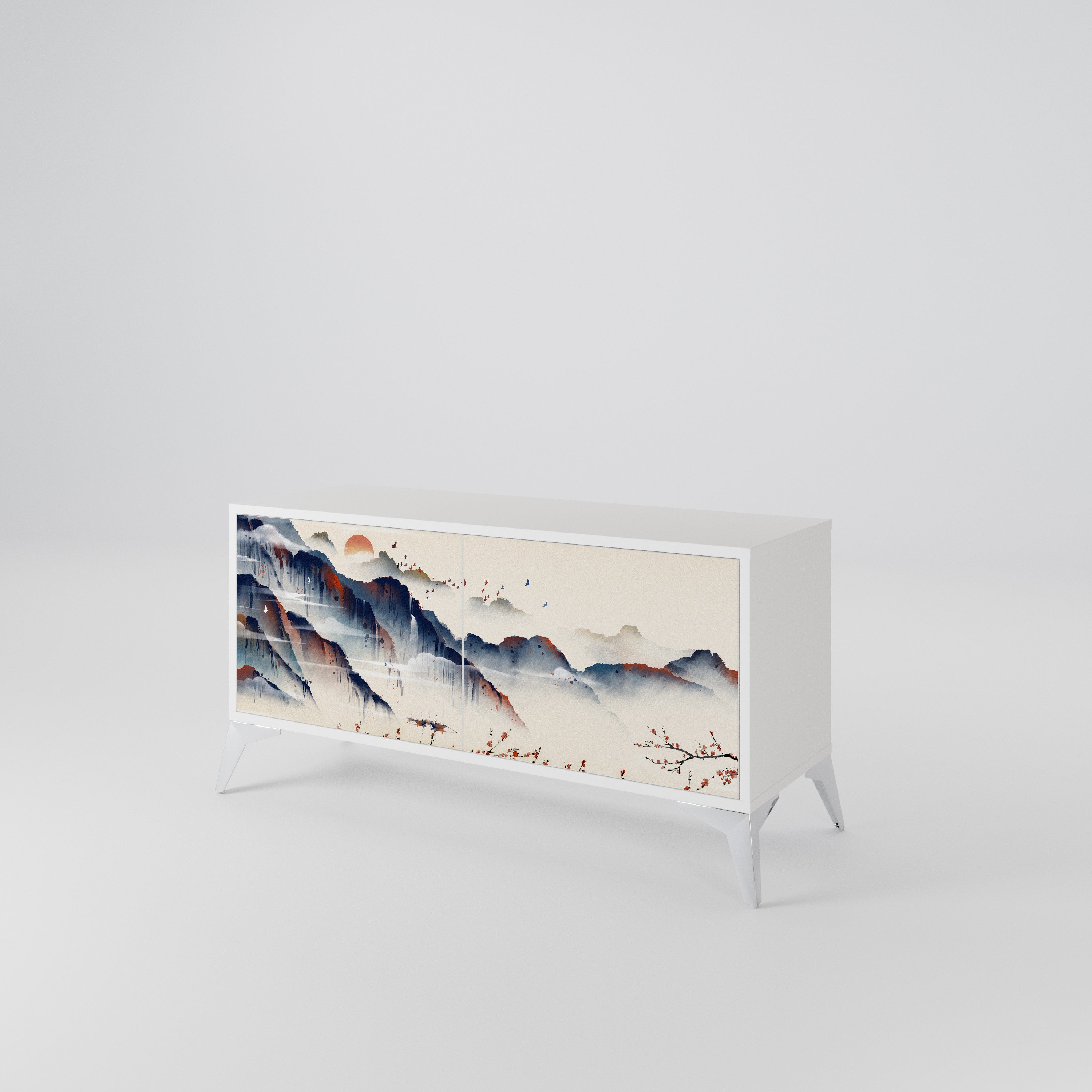JAPANESE LANDSCAPE Kompakt TV-bänk med 2 dörrar
