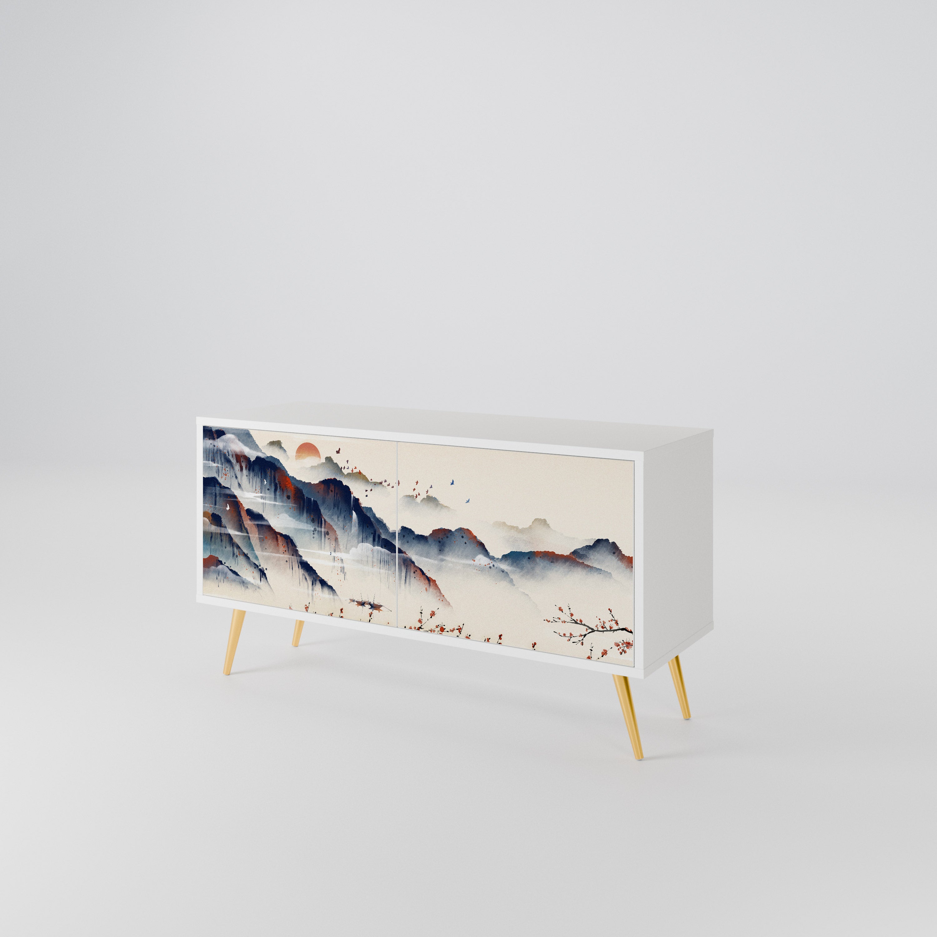 JAPANESE LANDSCAPE Kompakt TV-bänk med 2 dörrar