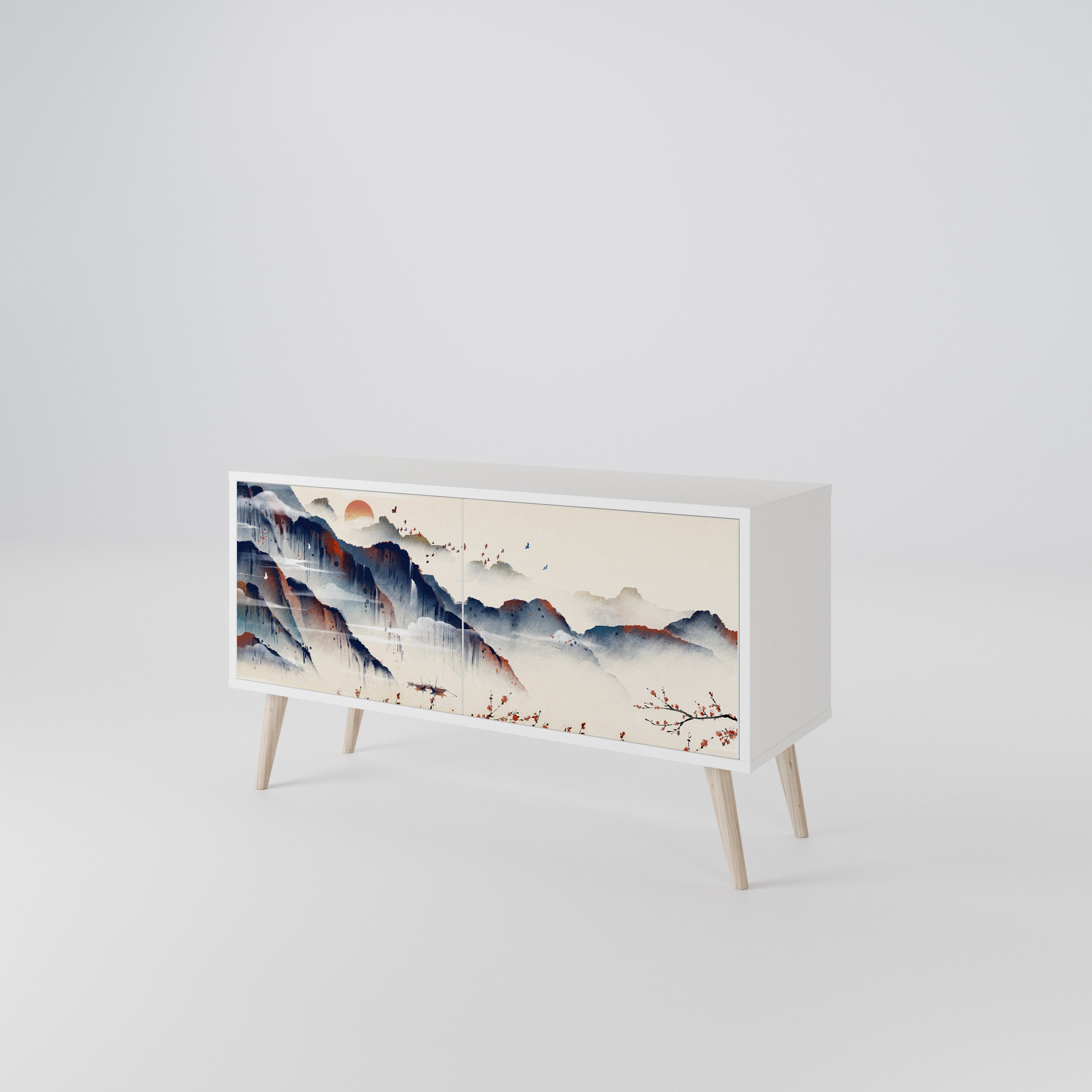JAPANESE LANDSCAPE Kompakt TV-bänk med 2 dörrar