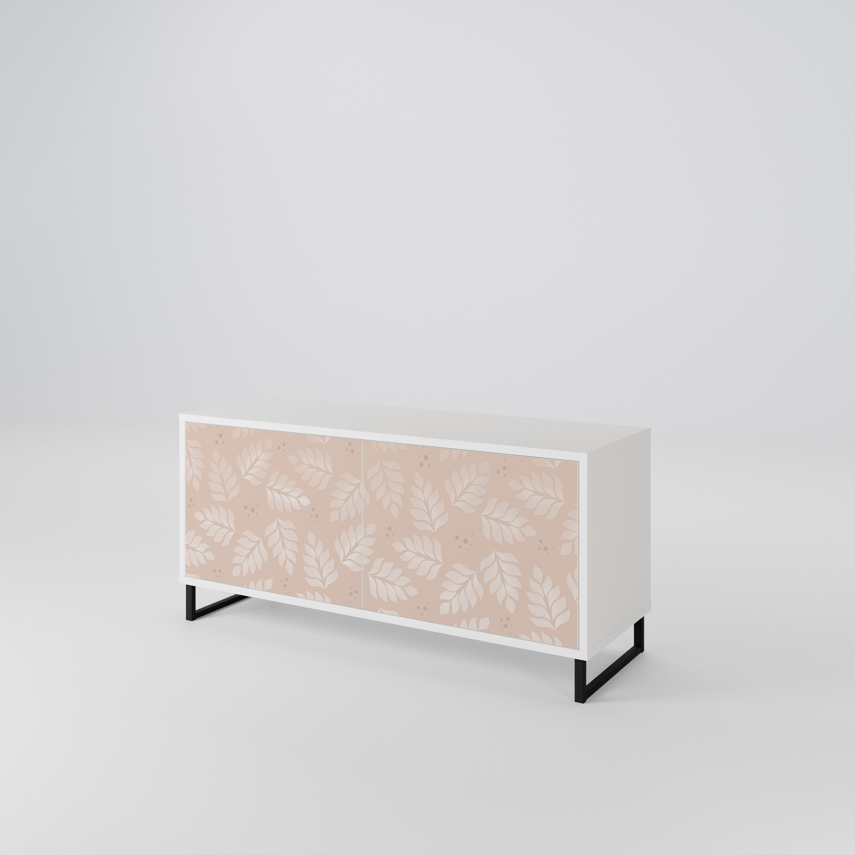 LEAVES ON BEIGE Kompakt TV-bänk med 2 dörrar