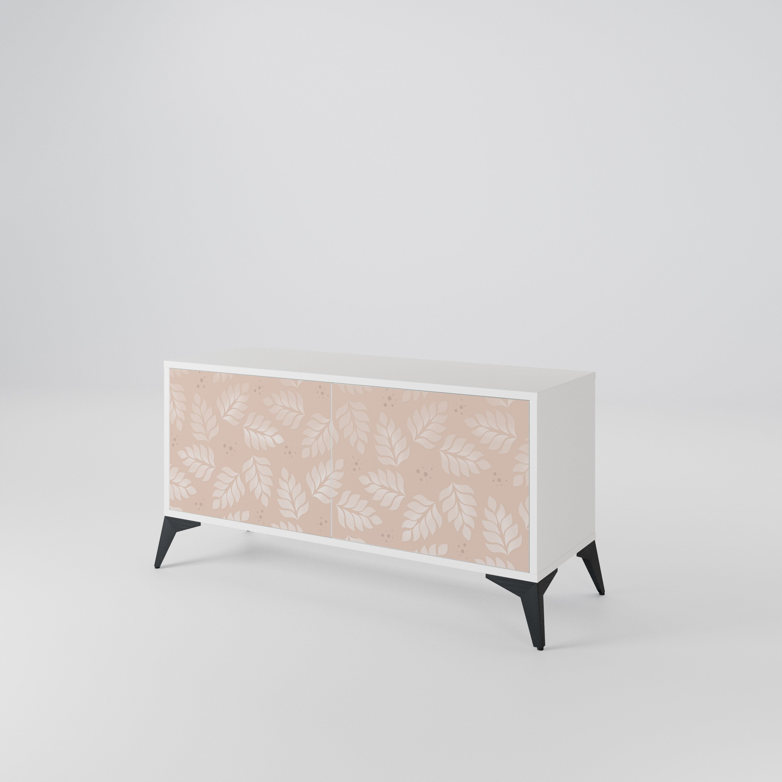 LEAVES ON BEIGE Kompakt TV-bänk med 2 dörrar