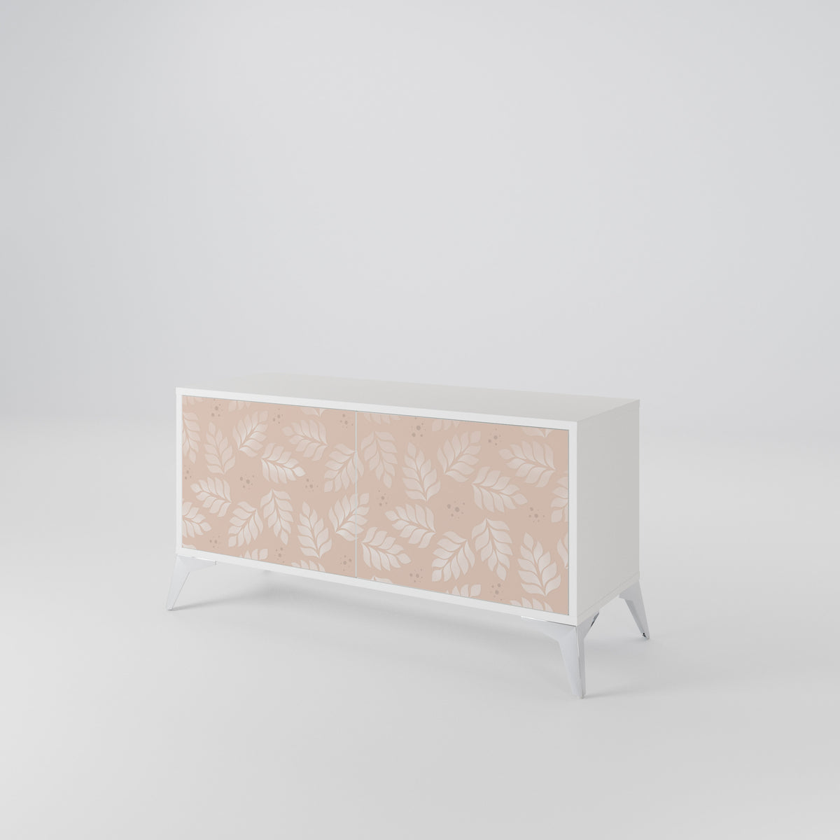 LEAVES ON BEIGE Kompakt TV-bänk med 2 dörrar