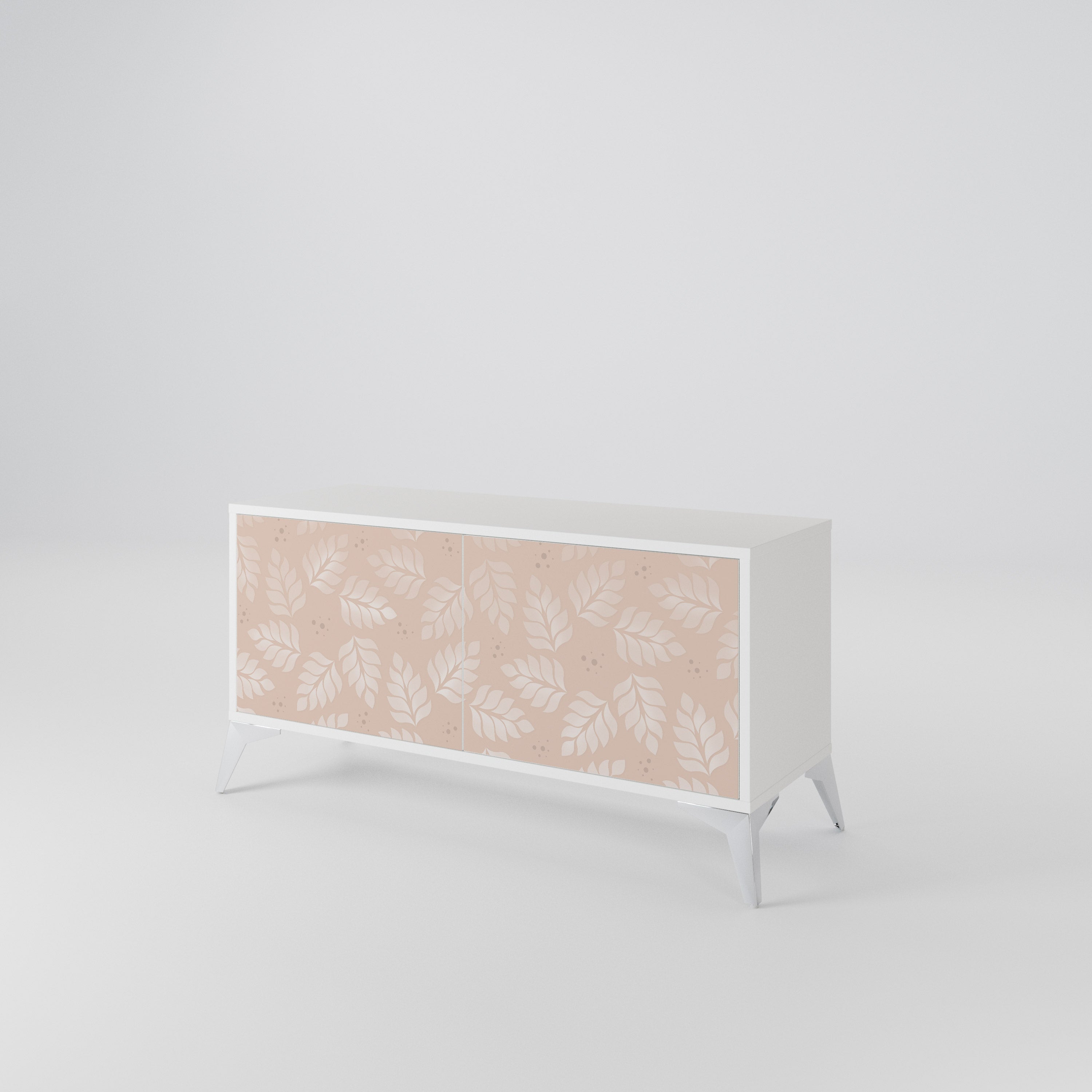 LEAVES ON BEIGE Kompakt TV-bänk med 2 dörrar