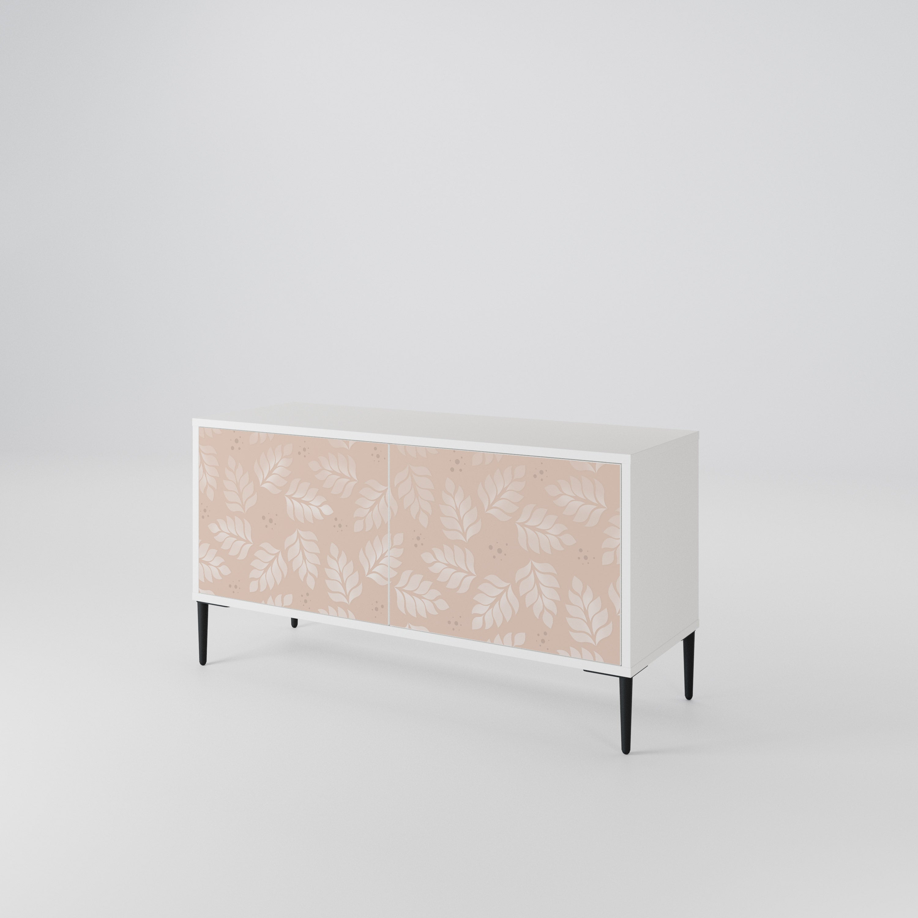 LEAVES ON BEIGE Kompakt TV-bänk med 2 dörrar