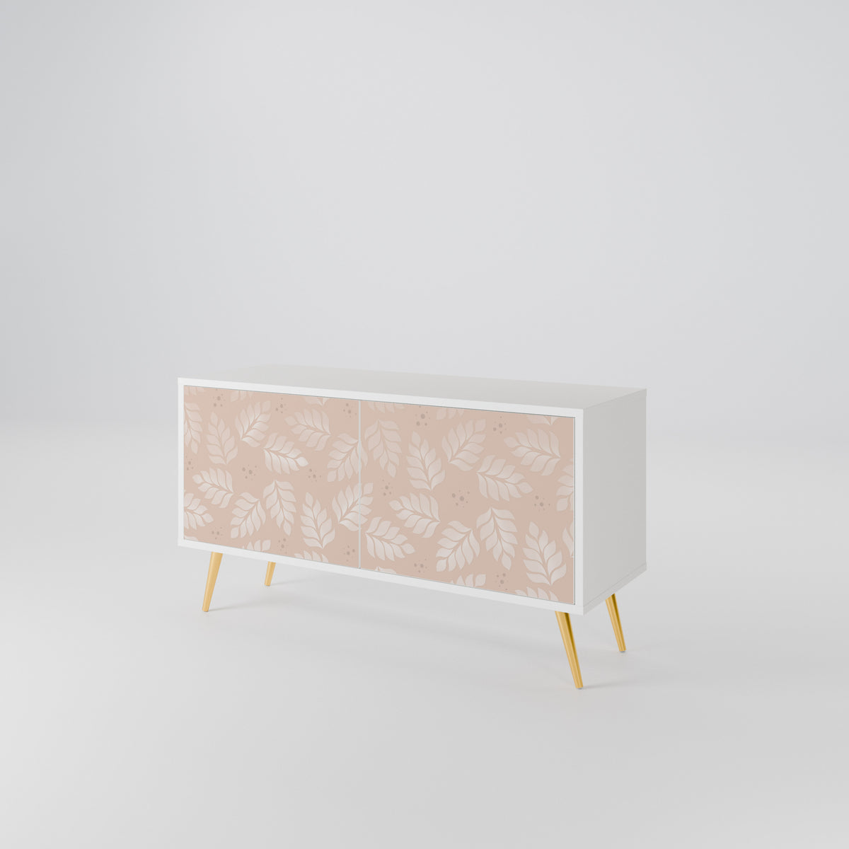 LEAVES ON BEIGE Kompakt TV-bänk med 2 dörrar
