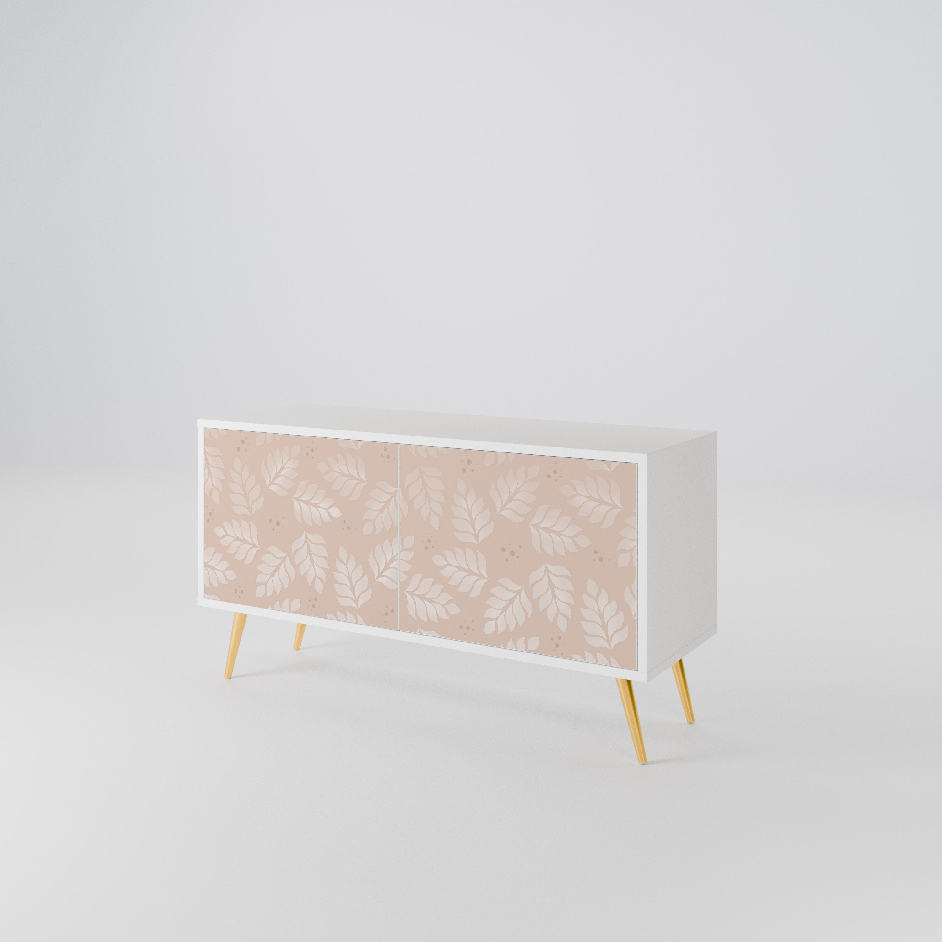 LEAVES ON BEIGE Kompakt TV-bänk med 2 dörrar