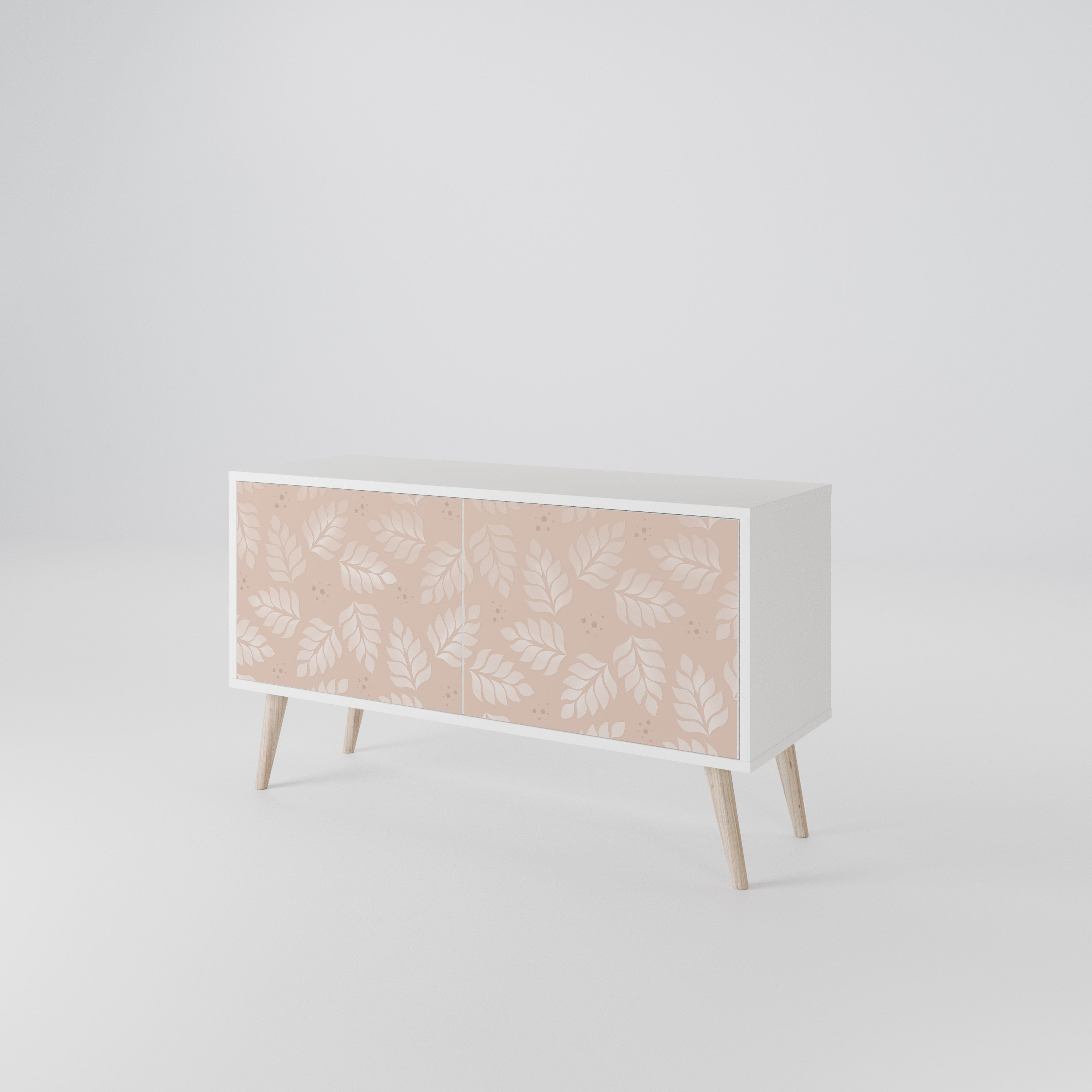 LEAVES ON BEIGE Kompakt TV-bänk med 2 dörrar