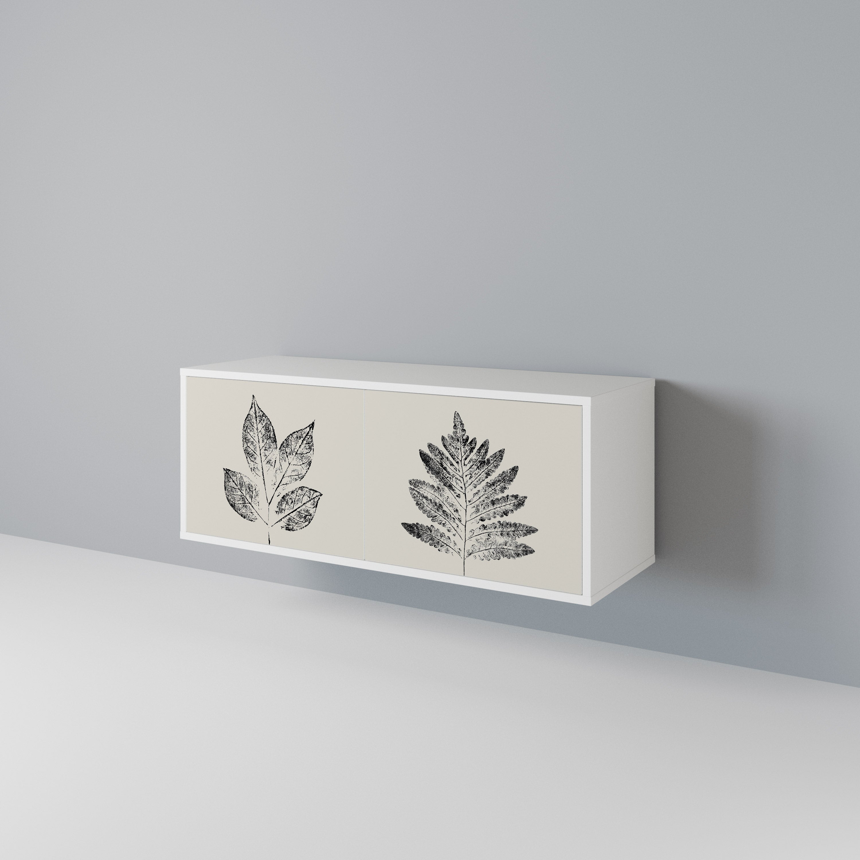 LEAFY STAMPS Kompakt TV-bänk med 2 dörrar