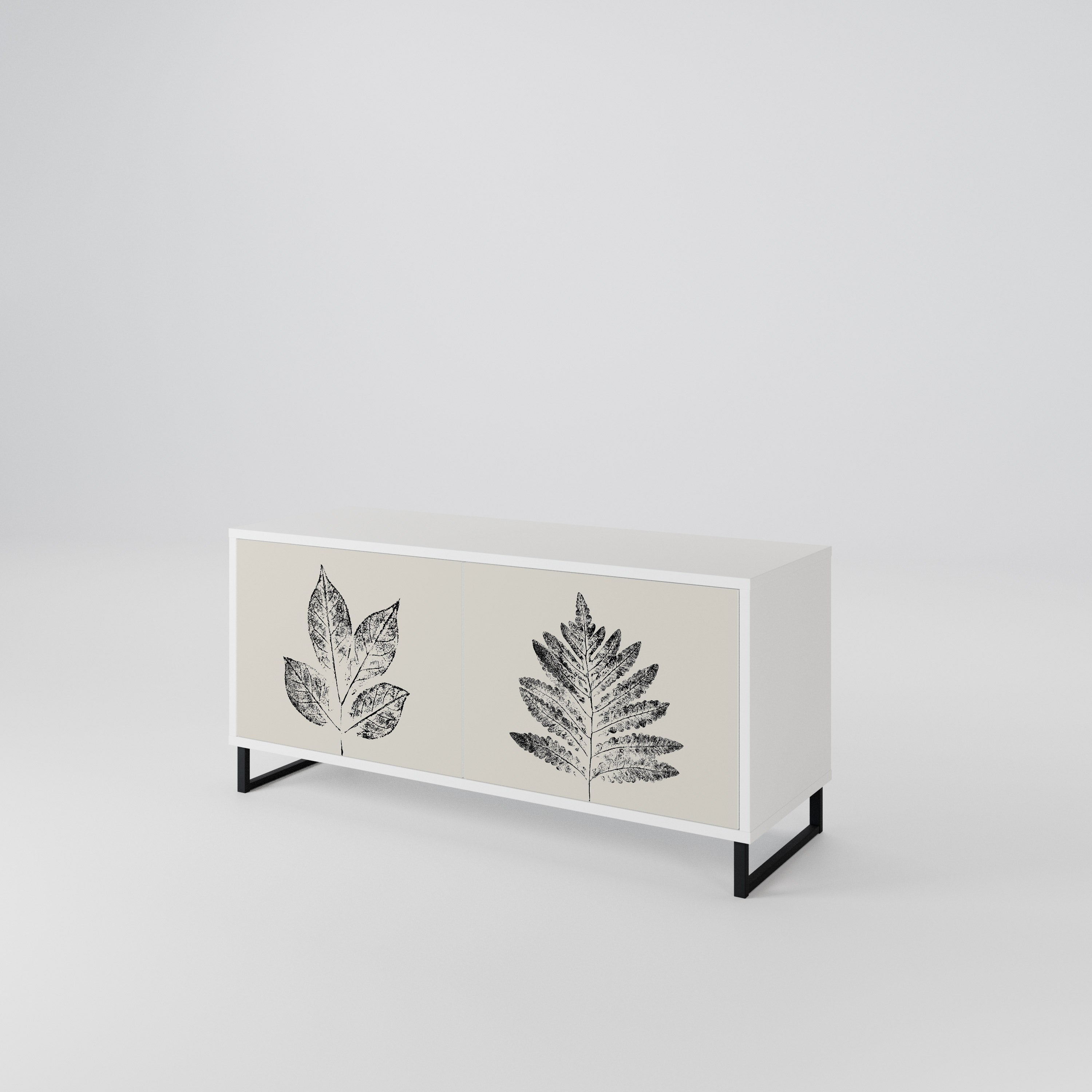 LEAFY STAMPS Kompakt TV-bänk med 2 dörrar