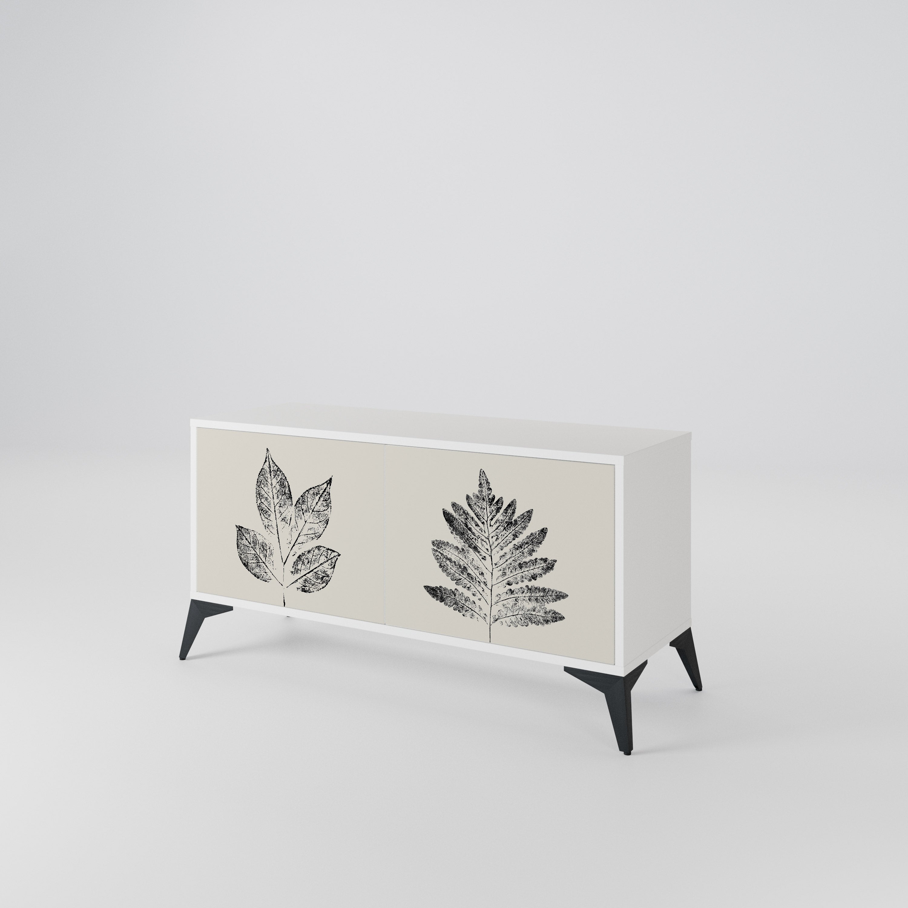 LEAFY STAMPS Kompakt TV-bänk med 2 dörrar