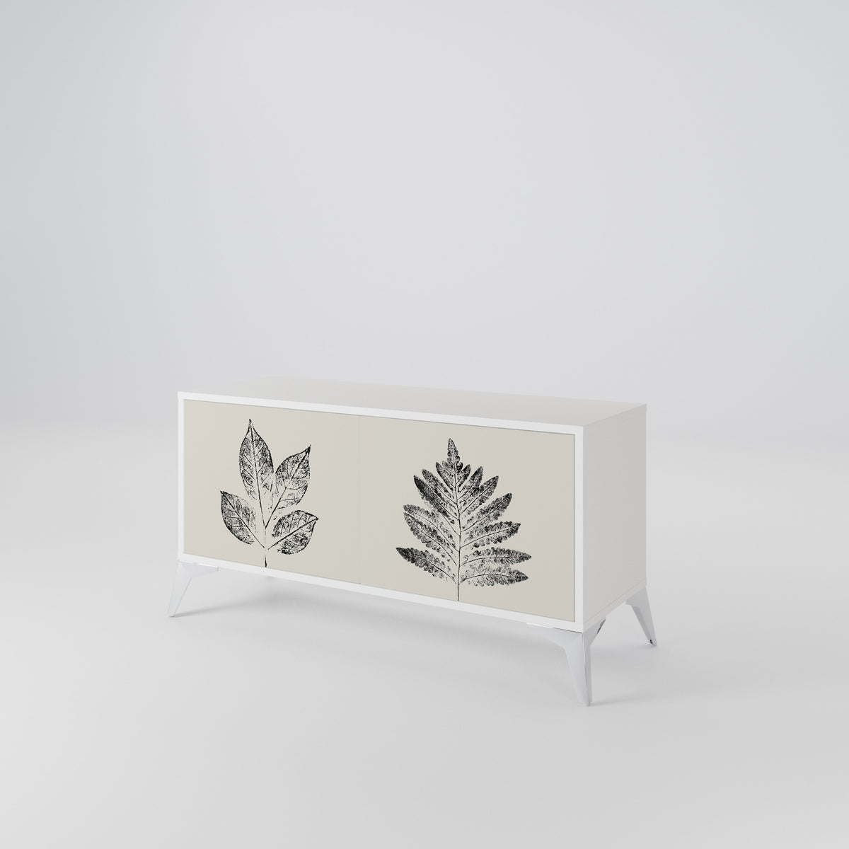 LEAFY STAMPS Kompakt TV-bänk med 2 dörrar