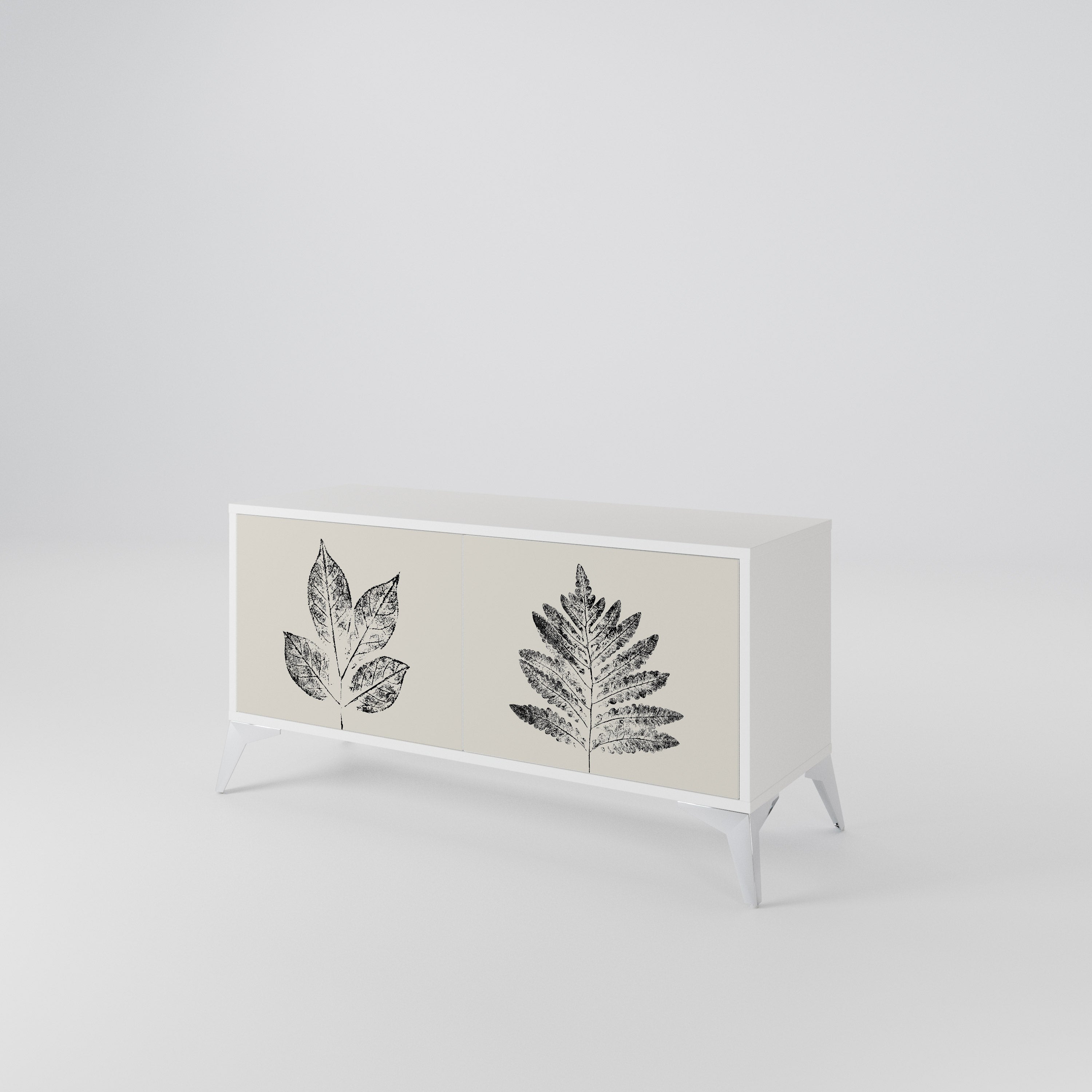 LEAFY STAMPS Kompakt TV-bänk med 2 dörrar