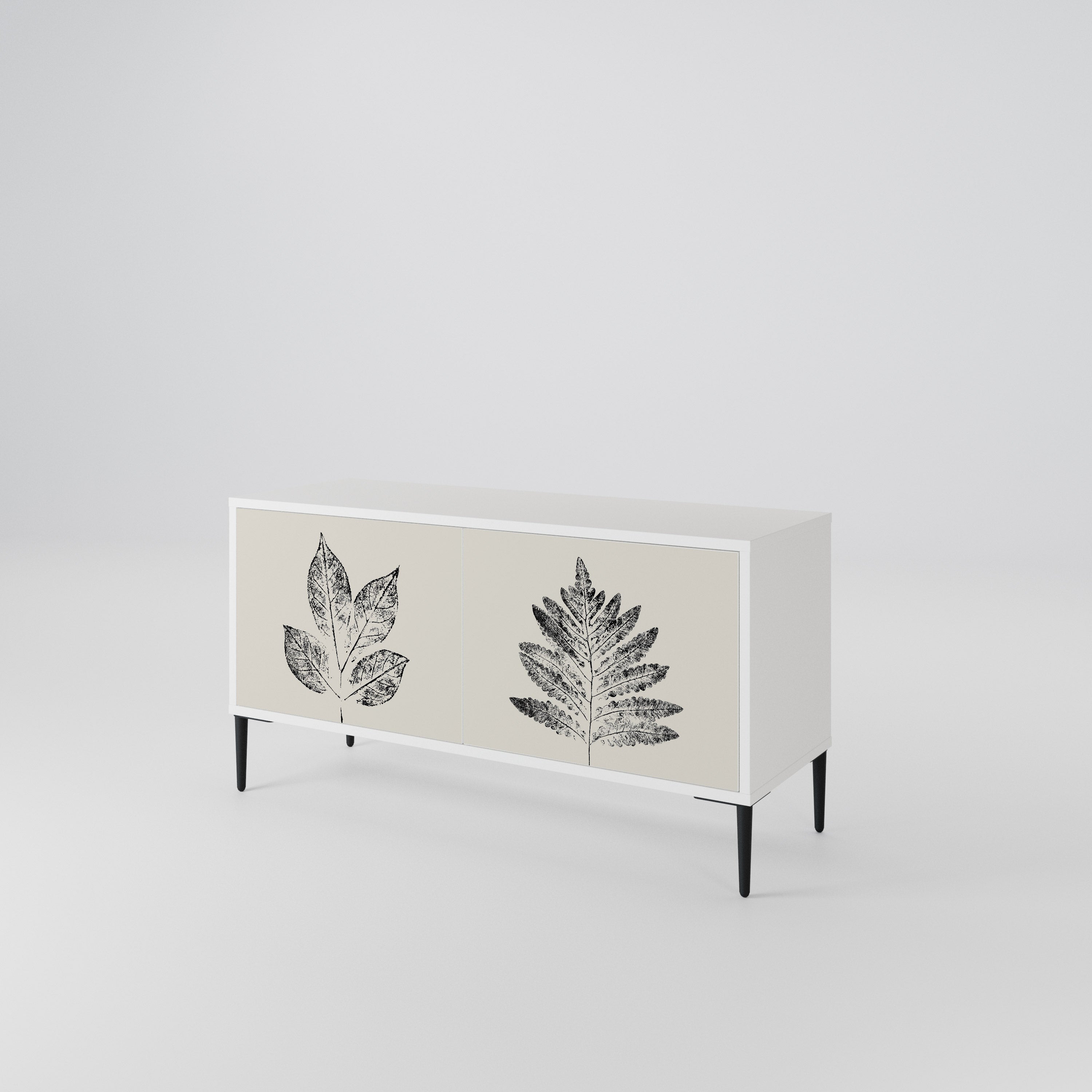 LEAFY STAMPS Kompakt TV-bänk med 2 dörrar