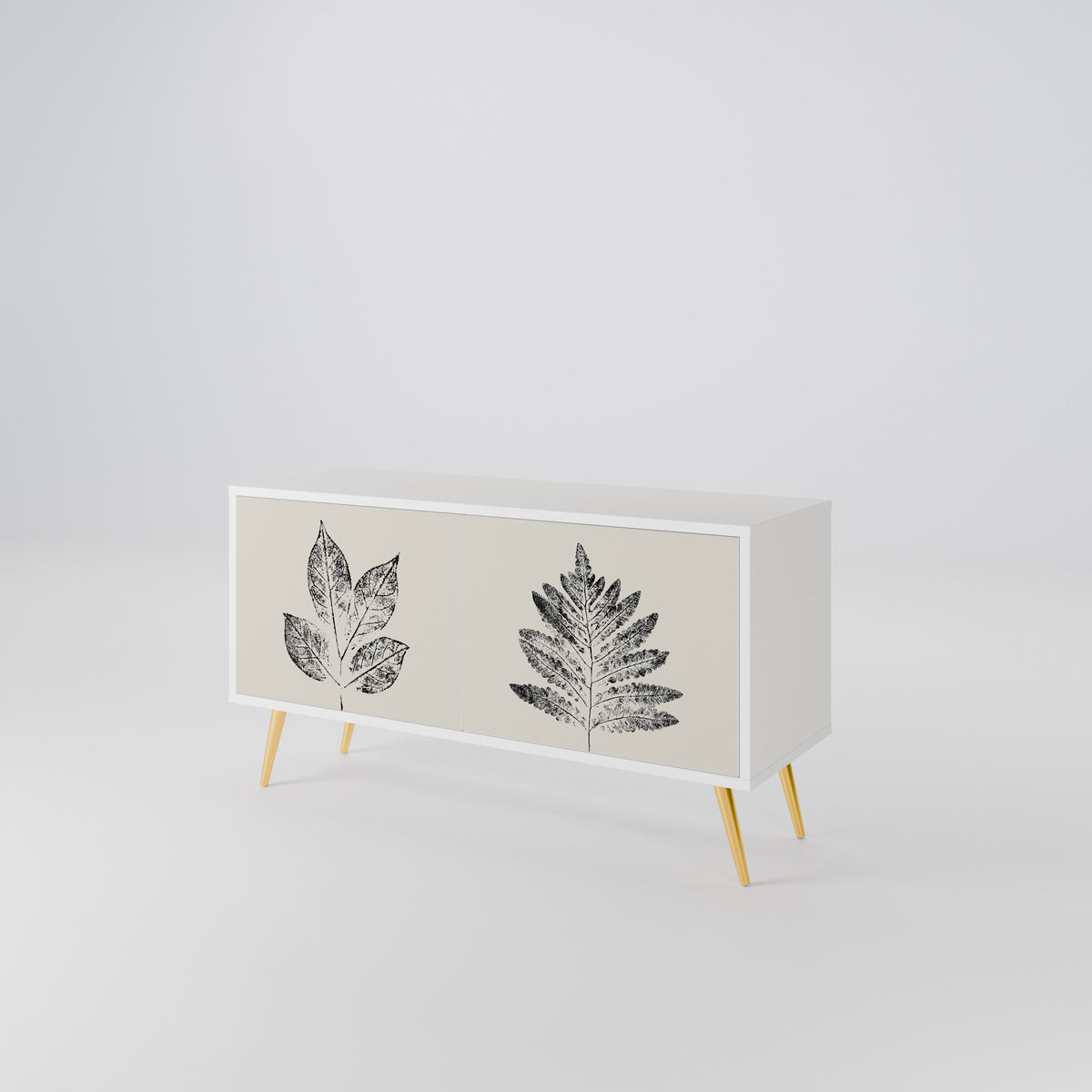 LEAFY STAMPS Kompakt TV-bänk med 2 dörrar