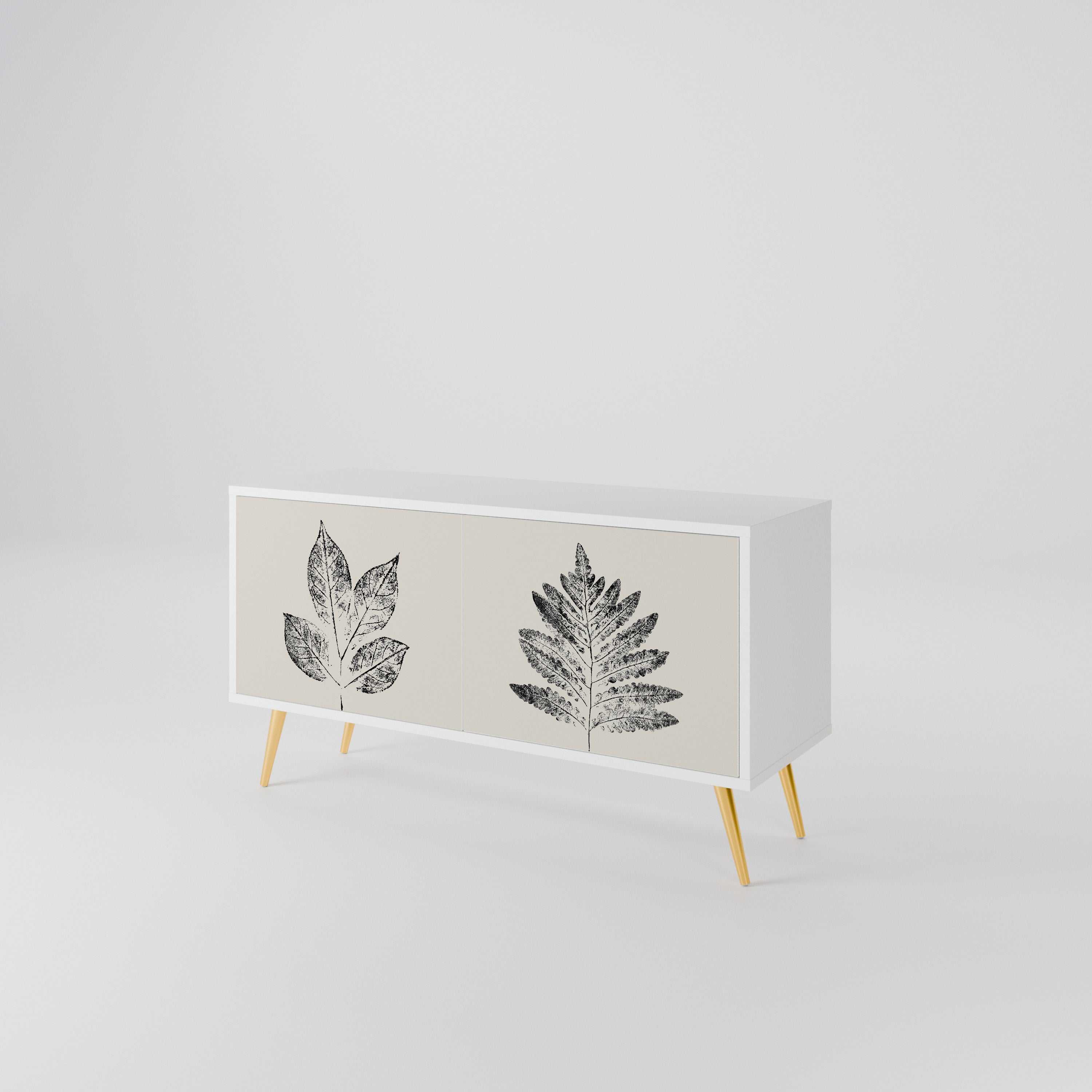 LEAFY STAMPS Kompakt TV-bänk med 2 dörrar