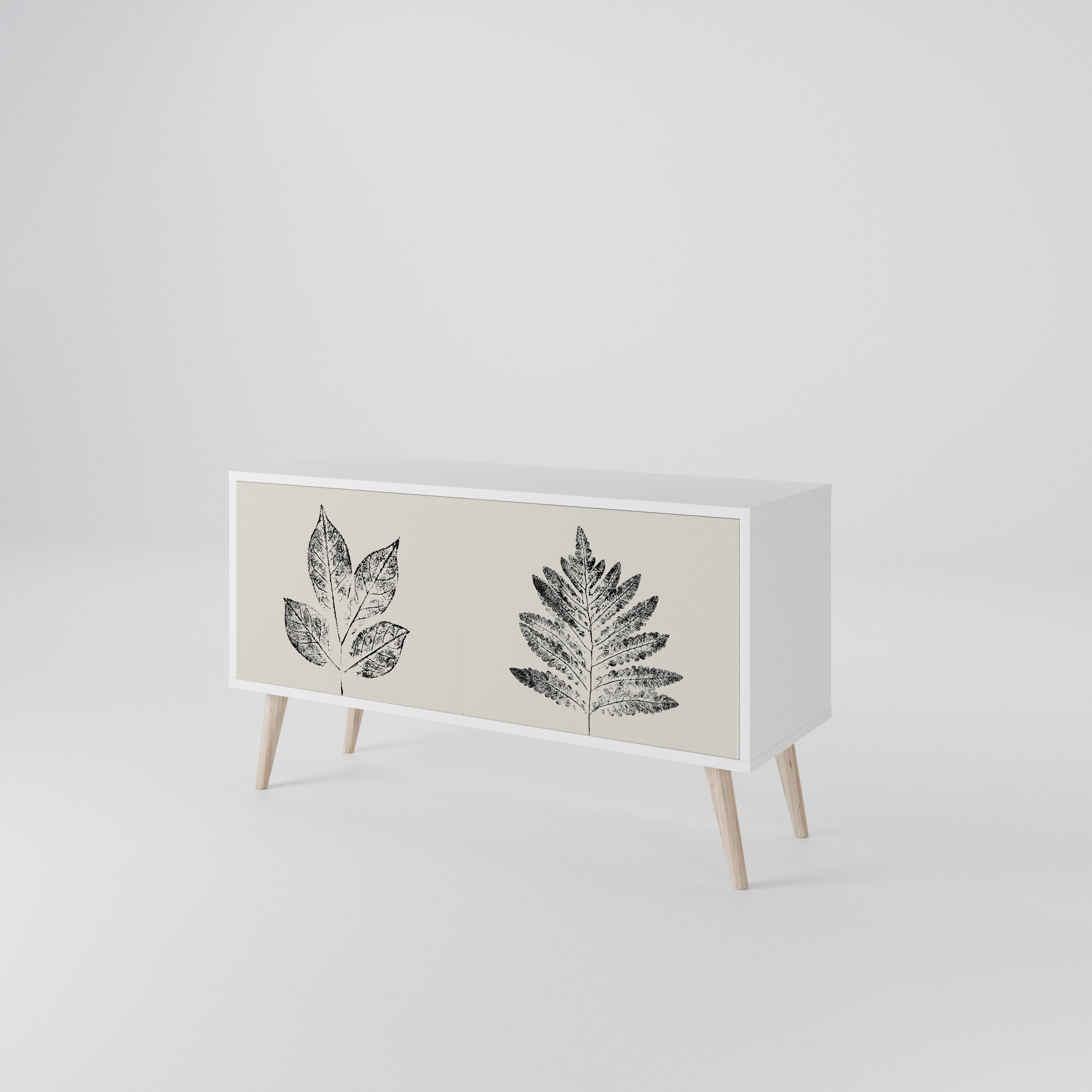LEAFY STAMPS Kompakt TV-bänk med 2 dörrar