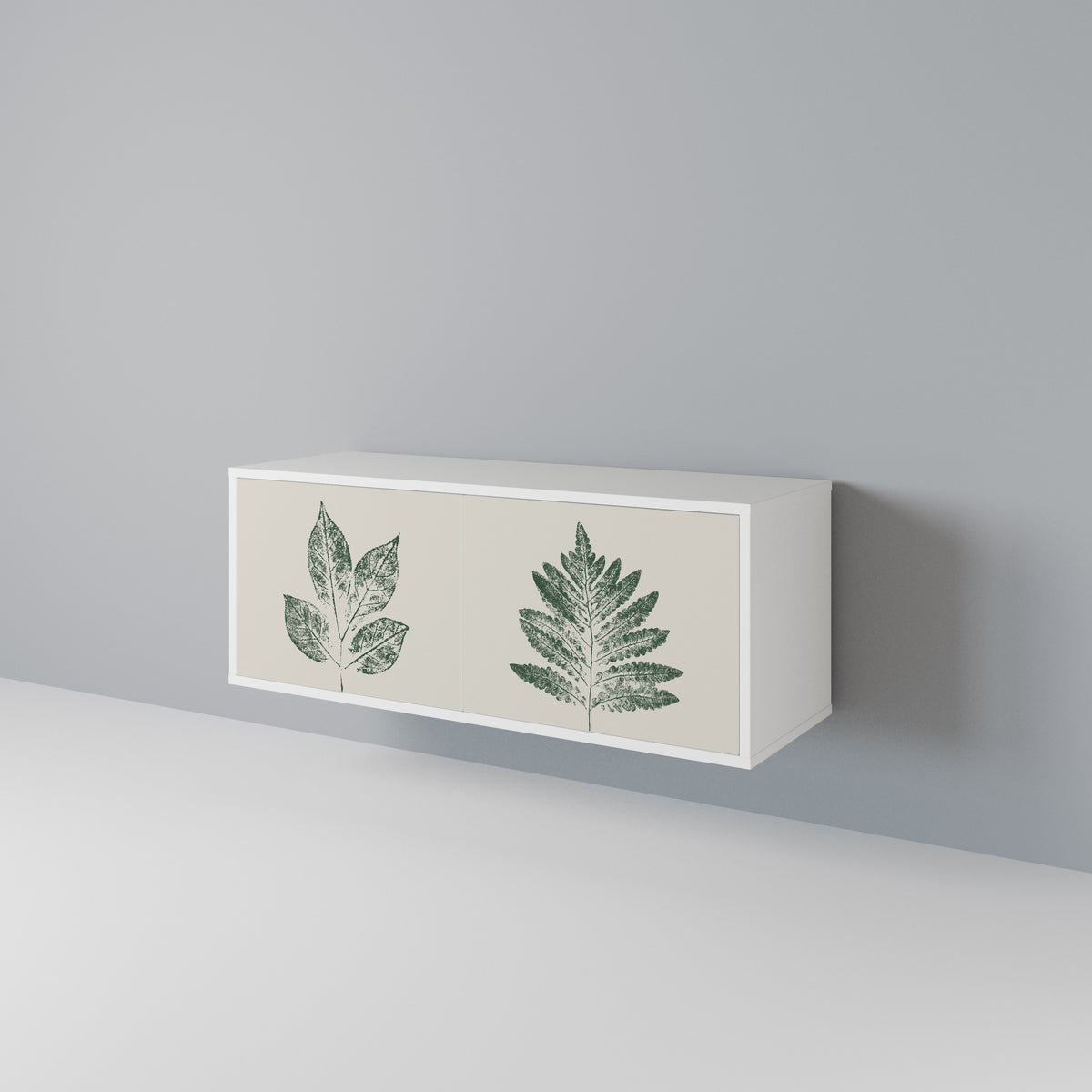 GREEN LEAFY STAMPS Kompakt TV-bänk med 2 dörrar