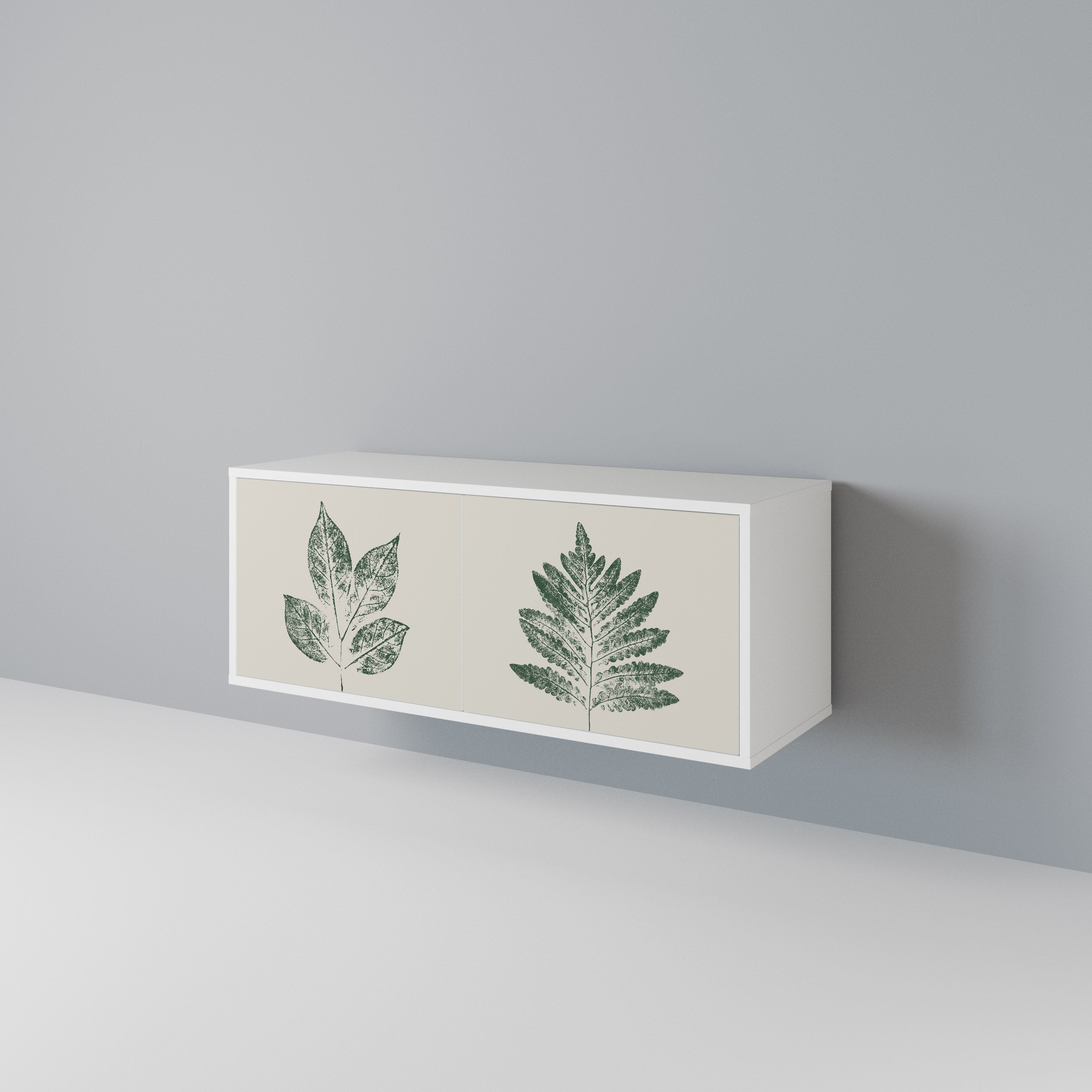 GREEN LEAFY STAMPS Kompakt TV-bänk med 2 dörrar