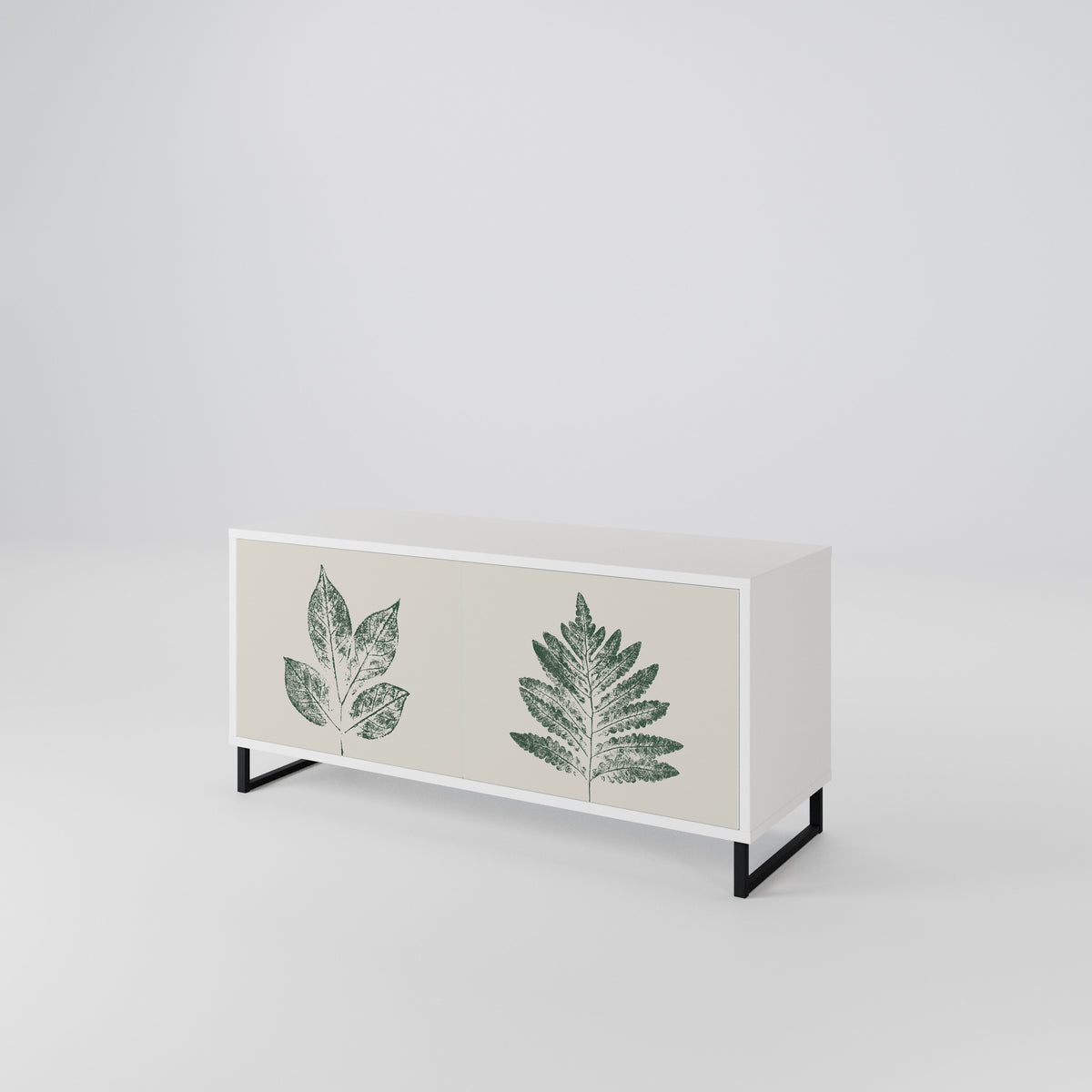 GREEN LEAFY STAMPS Kompakt TV-bänk med 2 dörrar