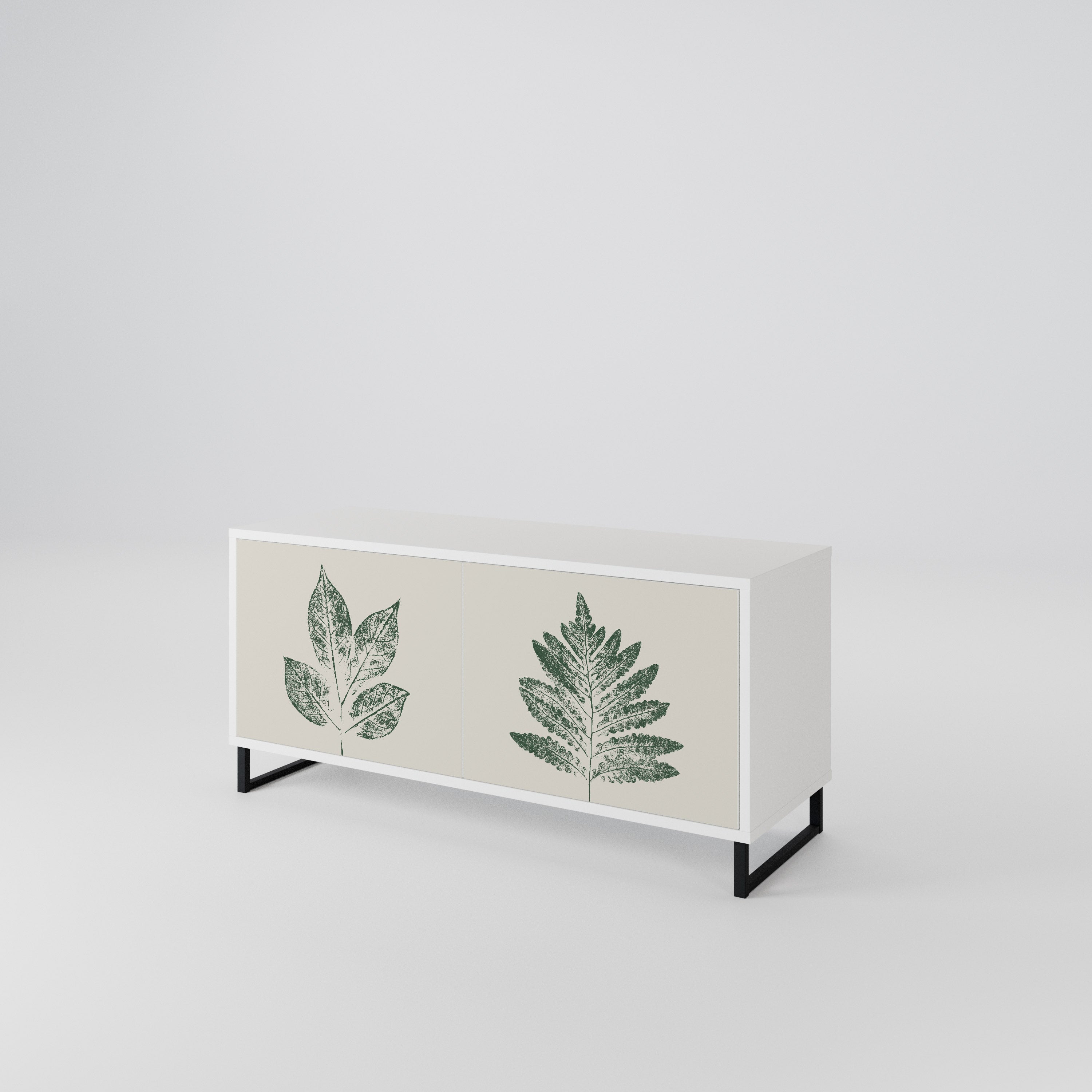 GREEN LEAFY STAMPS Kompakt TV-bänk med 2 dörrar