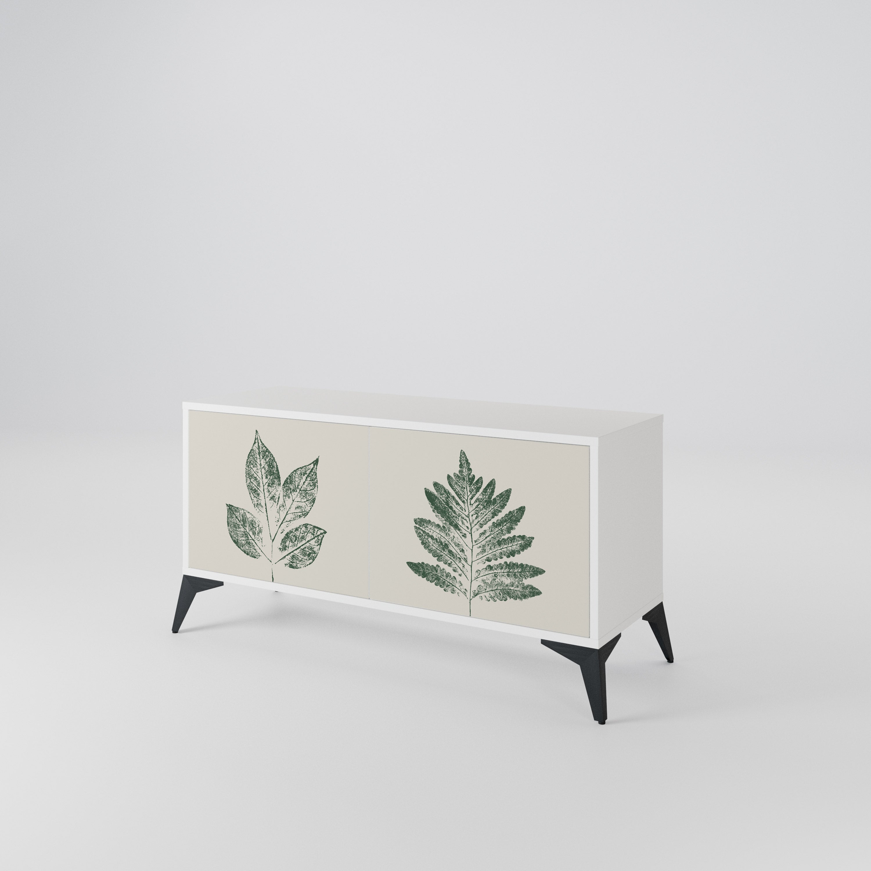 GREEN LEAFY STAMPS Kompakt TV-bänk med 2 dörrar