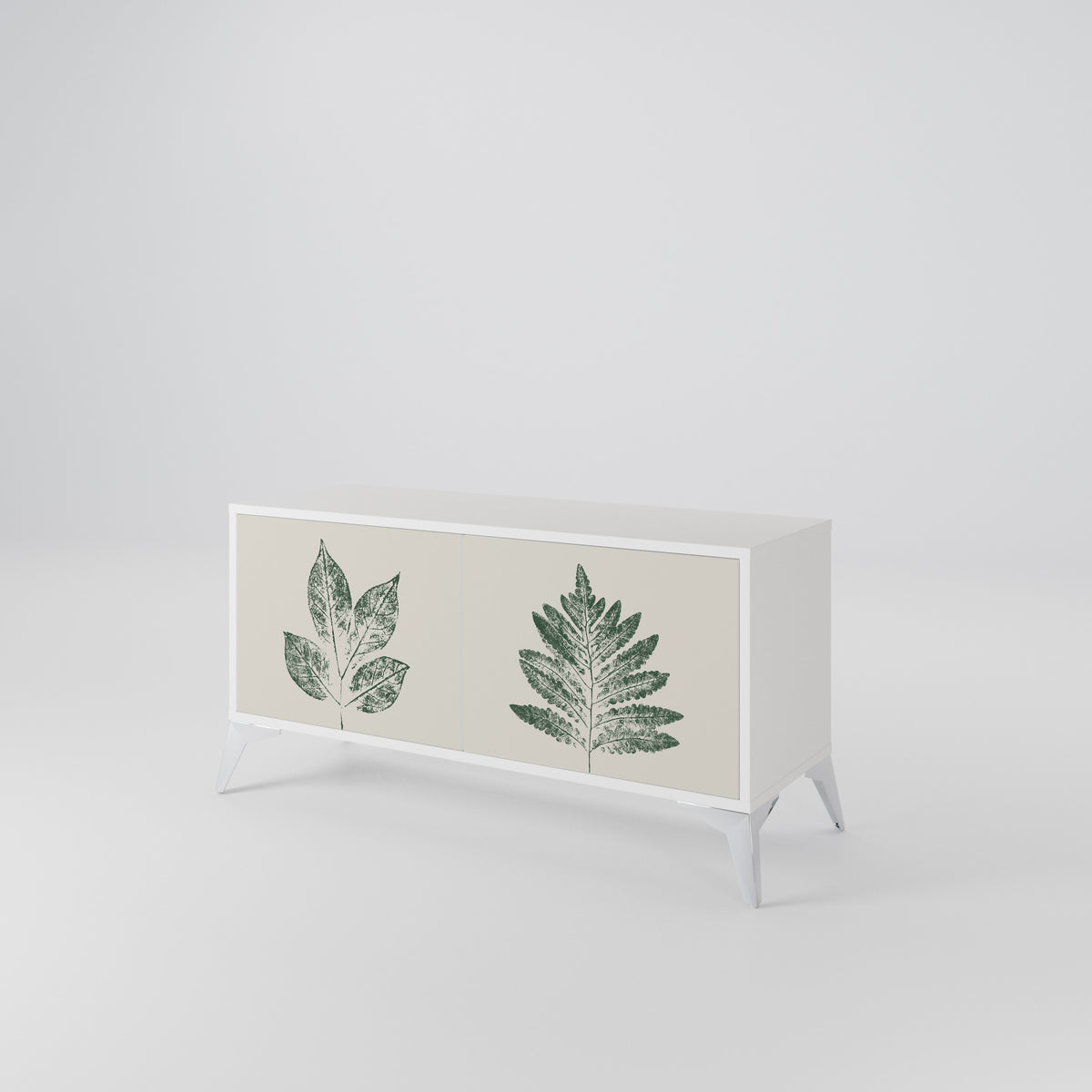 GREEN LEAFY STAMPS Kompakt TV-bänk med 2 dörrar