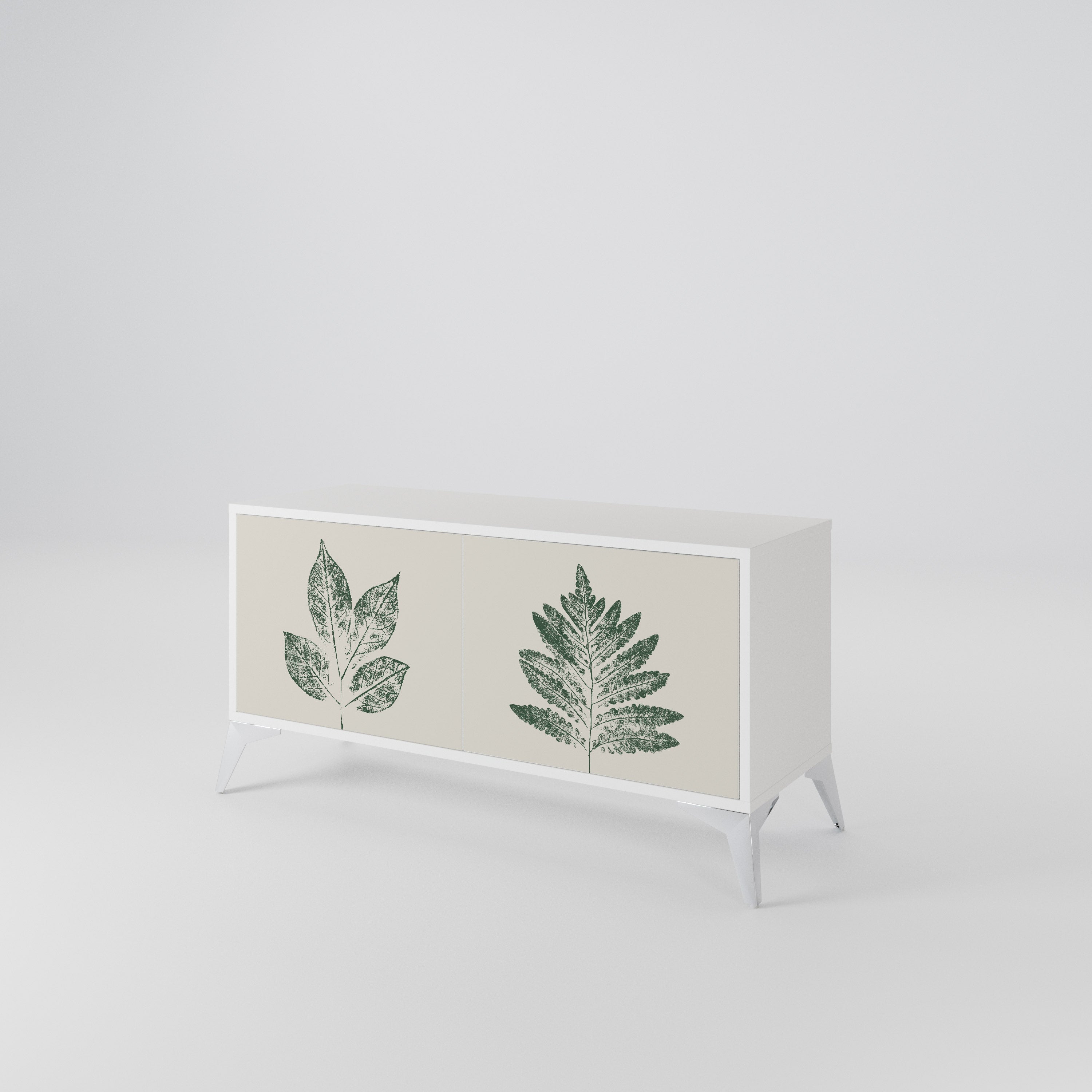 GREEN LEAFY STAMPS Kompakt TV-bänk med 2 dörrar