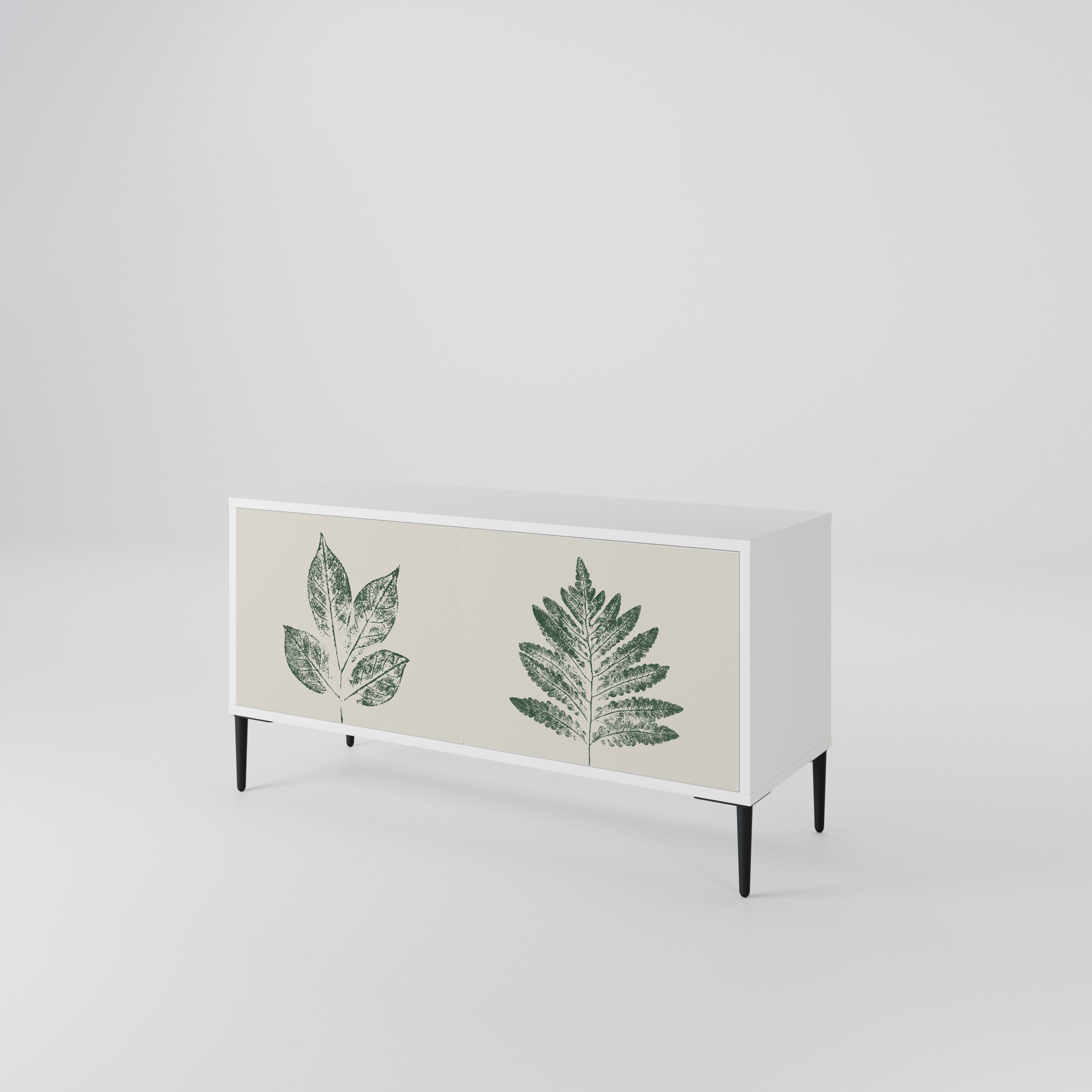 GREEN LEAFY STAMPS Kompakt TV-bänk med 2 dörrar