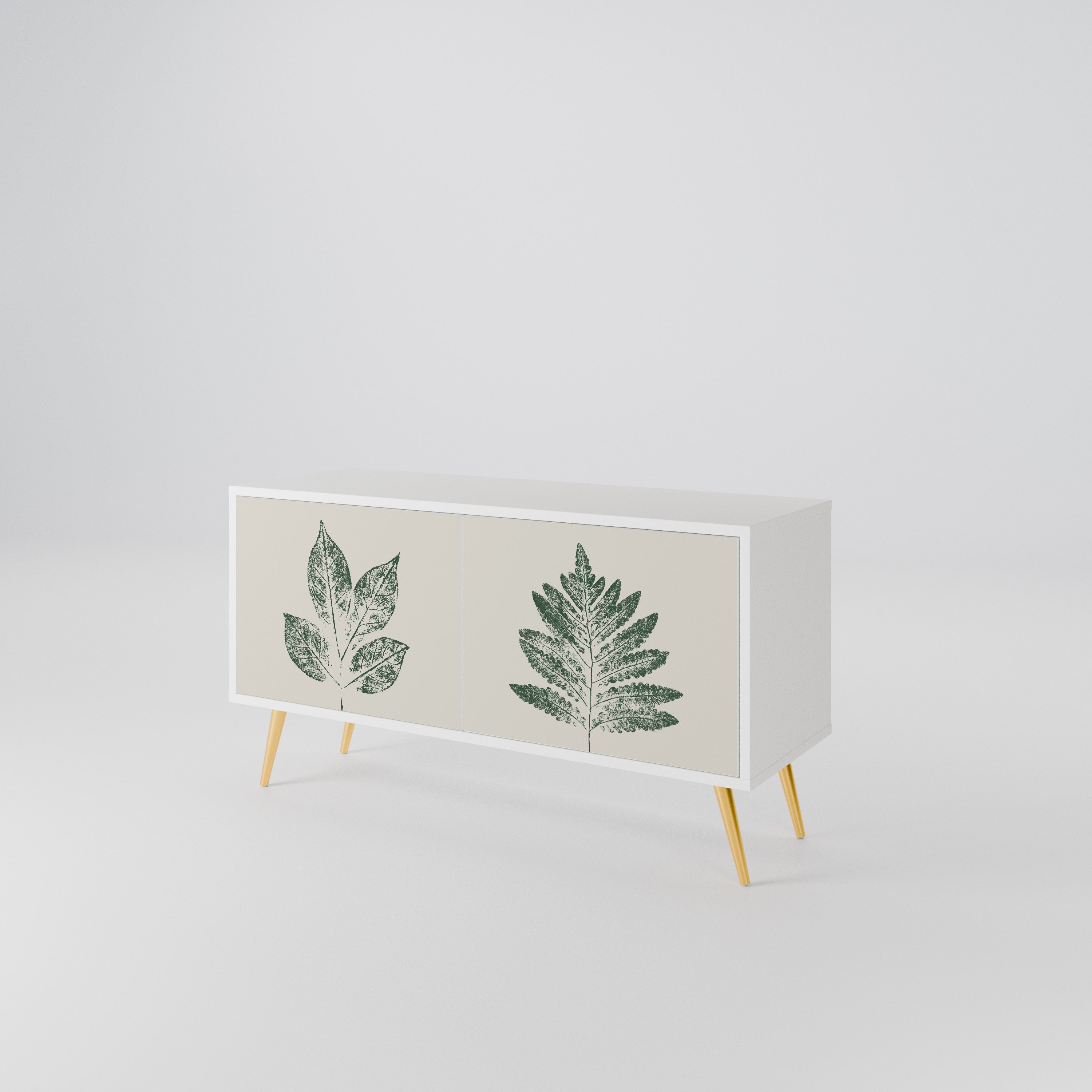 GREEN LEAFY STAMPS Kompakt TV-bänk med 2 dörrar