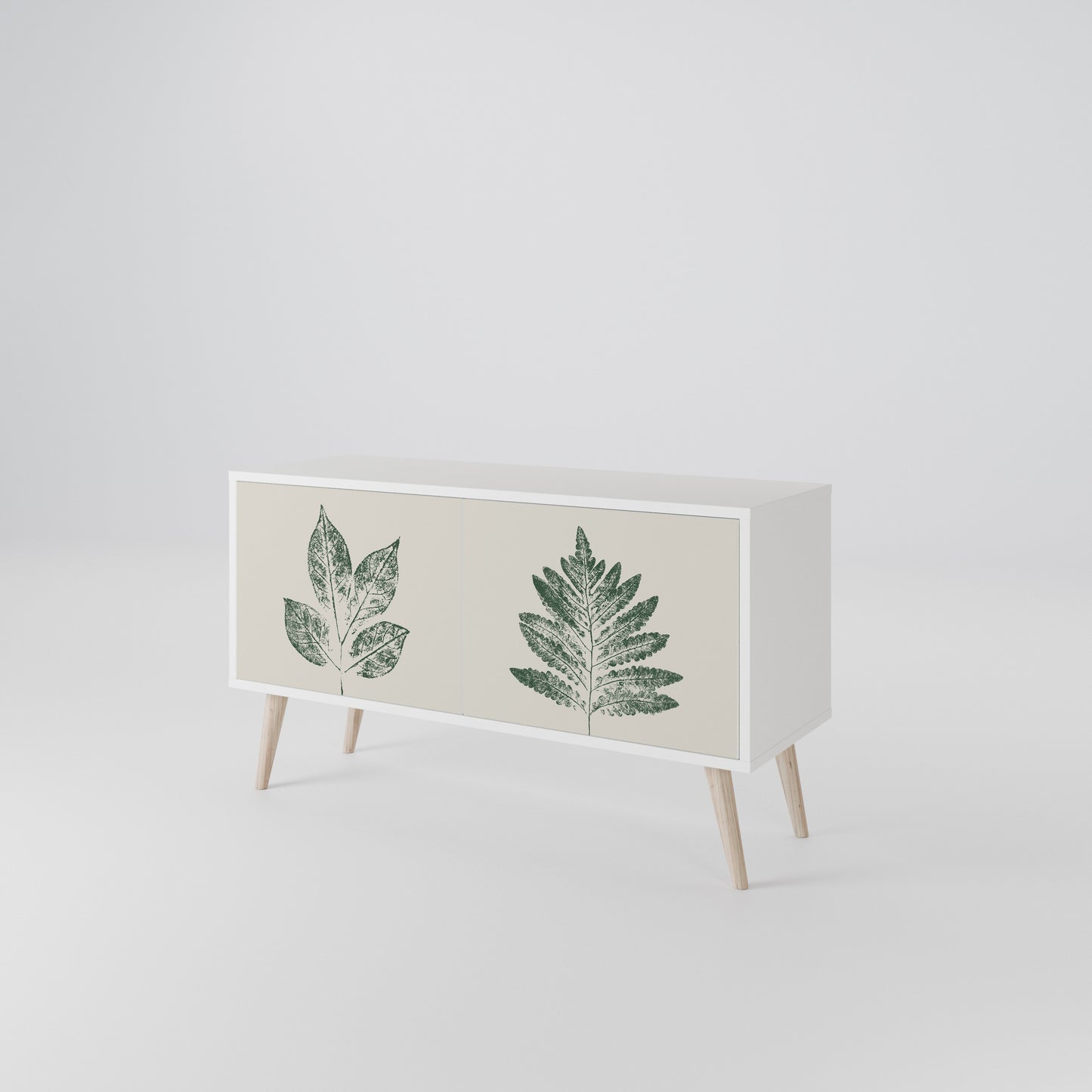 GREEN LEAFY STAMPS Kompakt TV-bänk med 2 dörrar