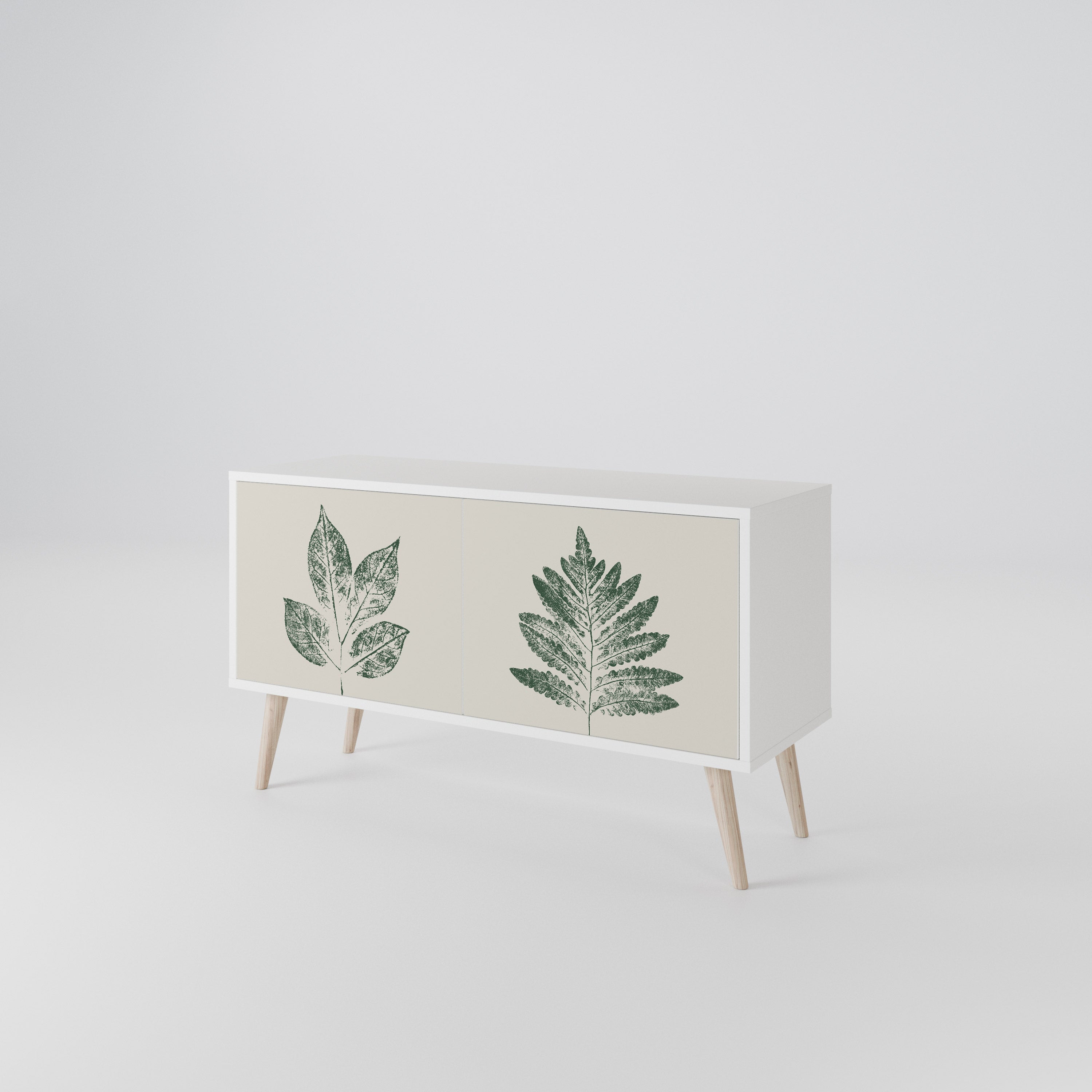 GREEN LEAFY STAMPS Kompakt TV-bänk med 2 dörrar