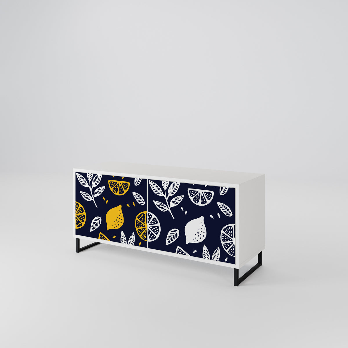 CITRUS BLACK AND WHITE Kompakt TV-bänk med 2 dörrar