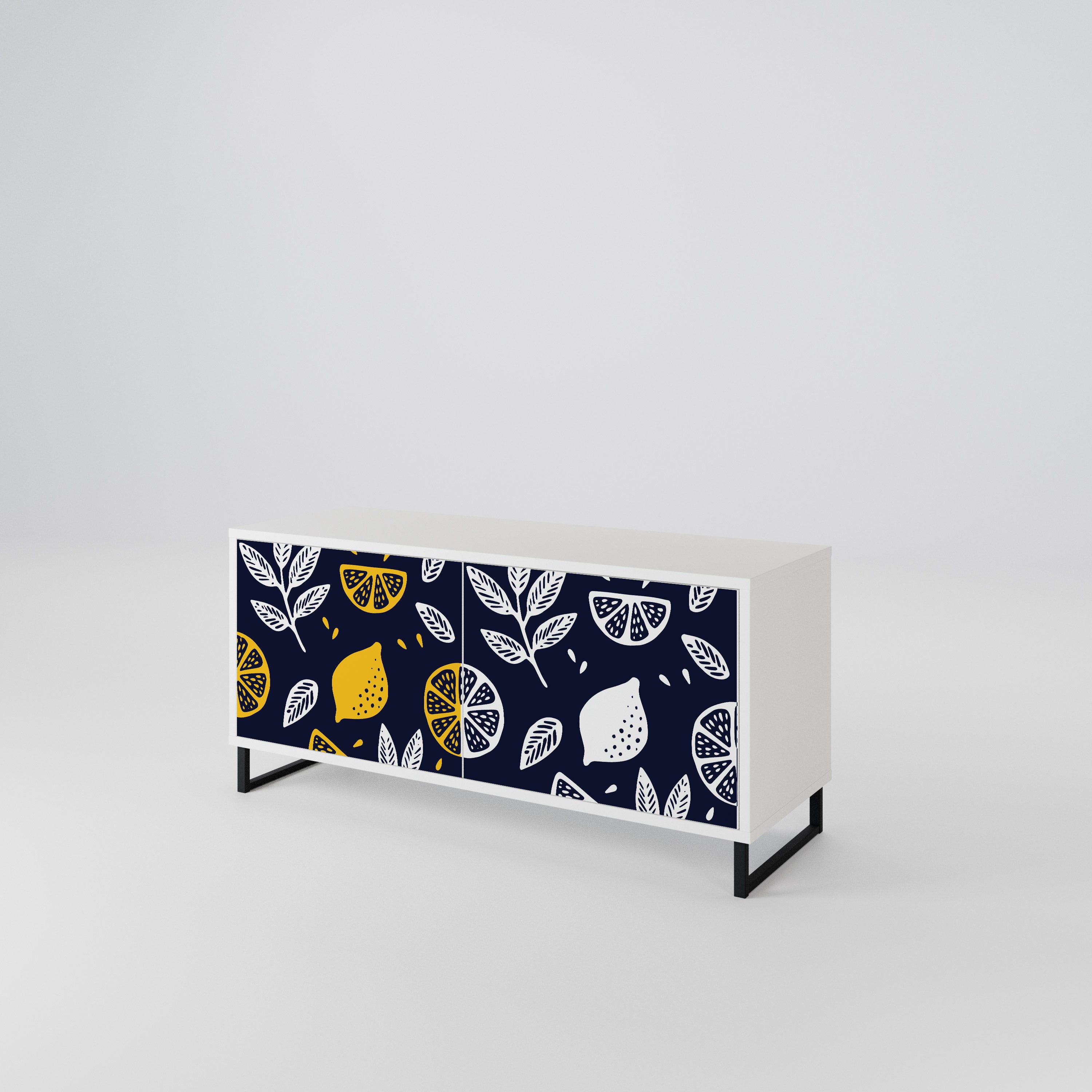 CITRUS BLACK AND WHITE Kompakt TV-bänk med 2 dörrar