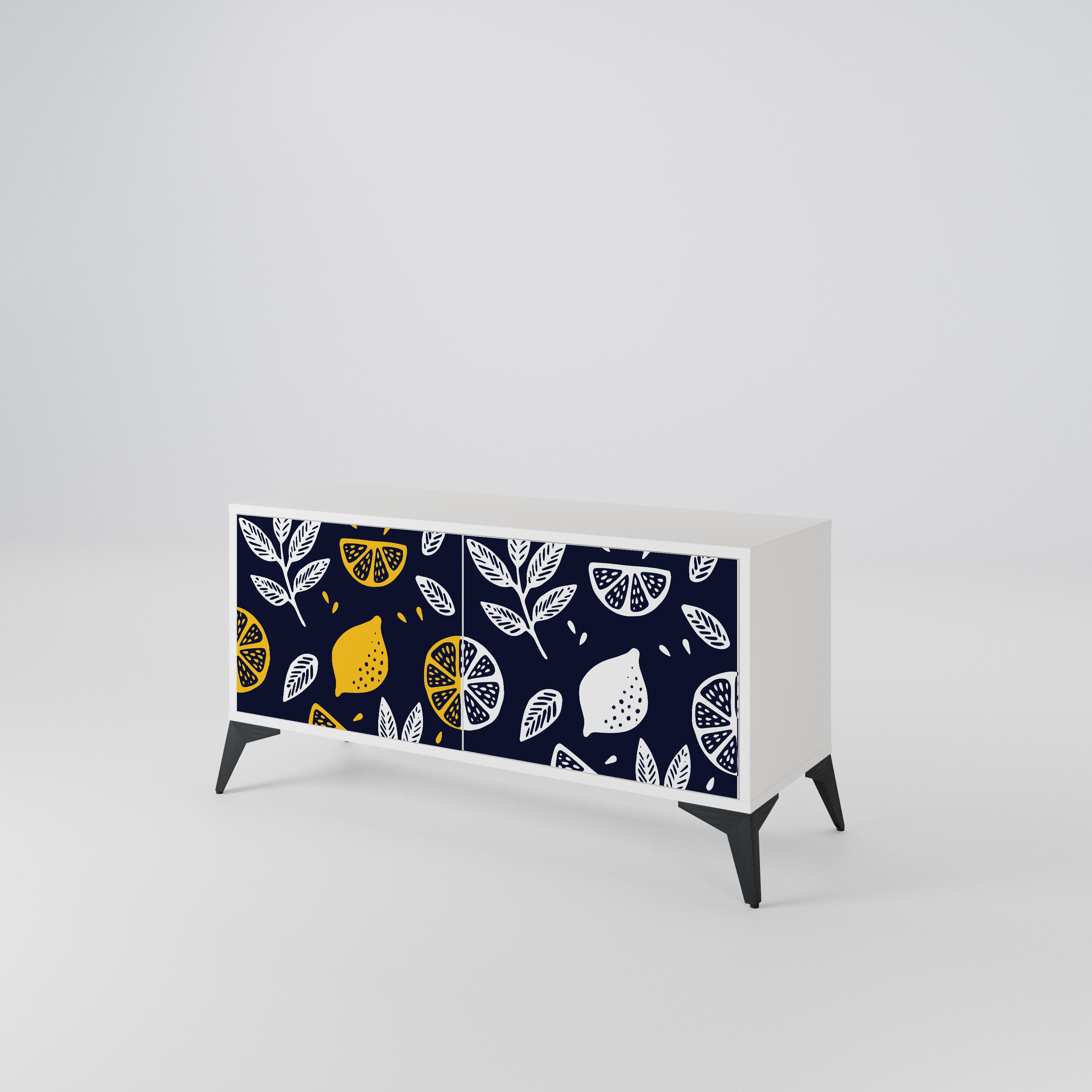CITRUS BLACK AND WHITE Kompakt TV-bänk med 2 dörrar