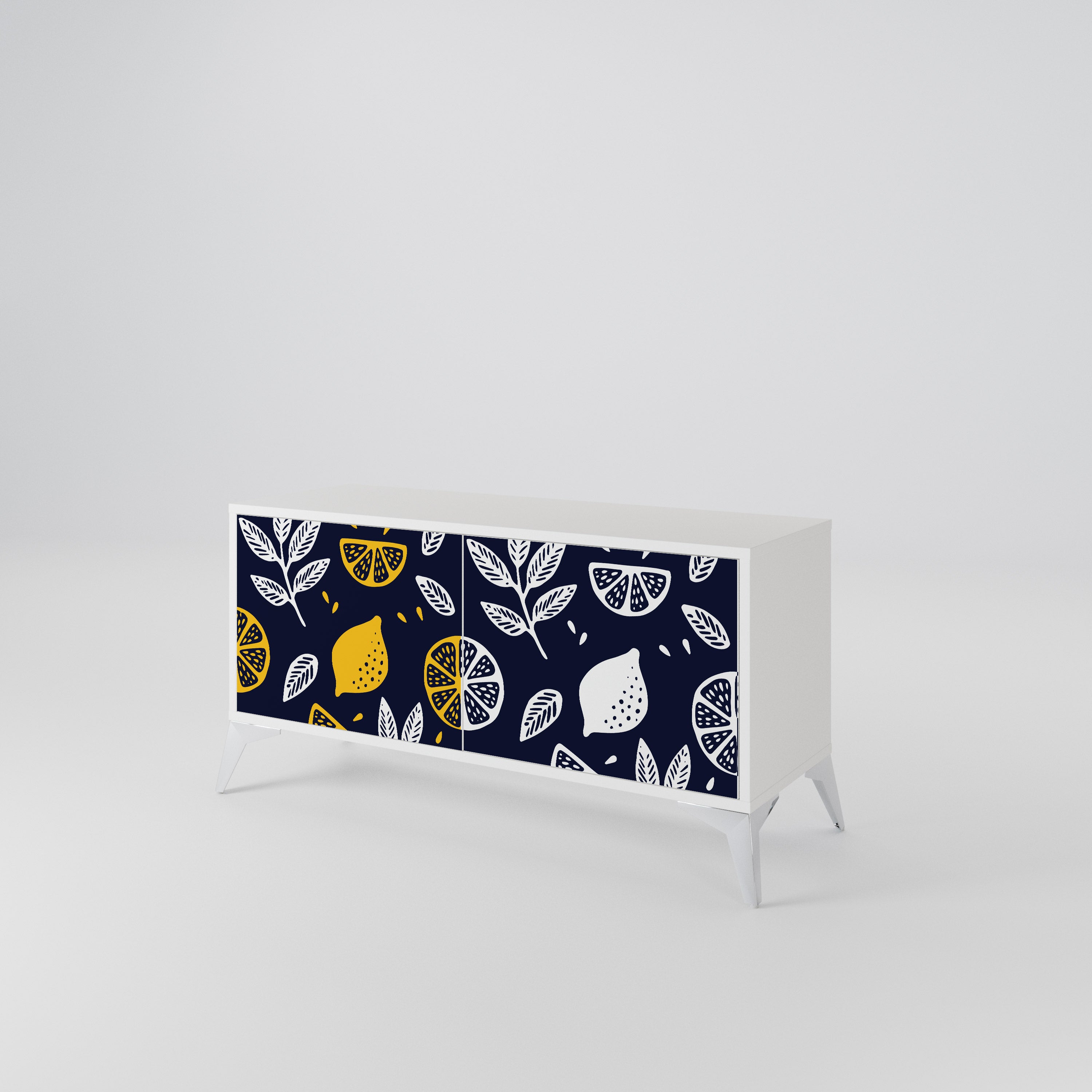 CITRUS BLACK AND WHITE Kompakt TV-bänk med 2 dörrar