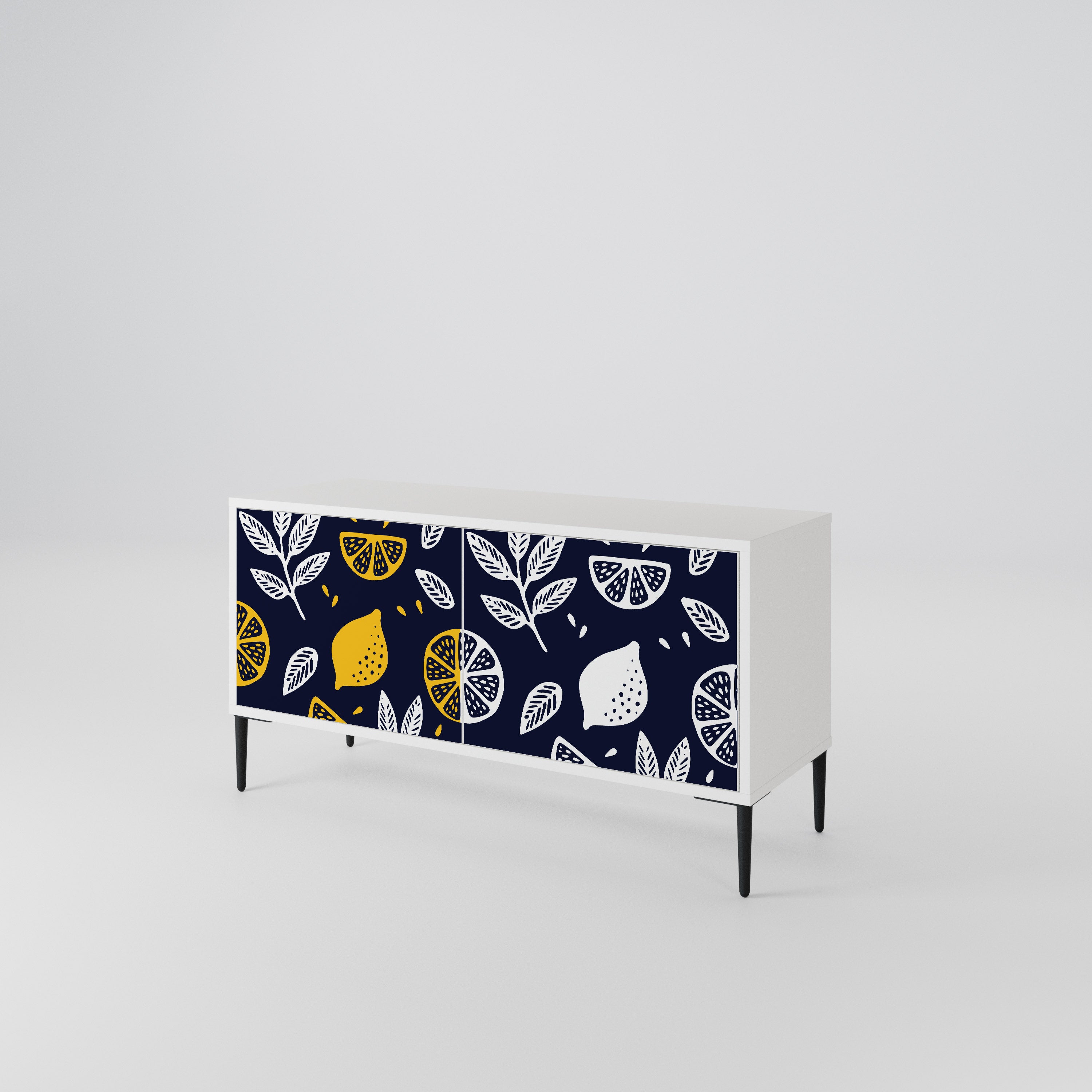 CITRUS BLACK AND WHITE Kompakt TV-bänk med 2 dörrar