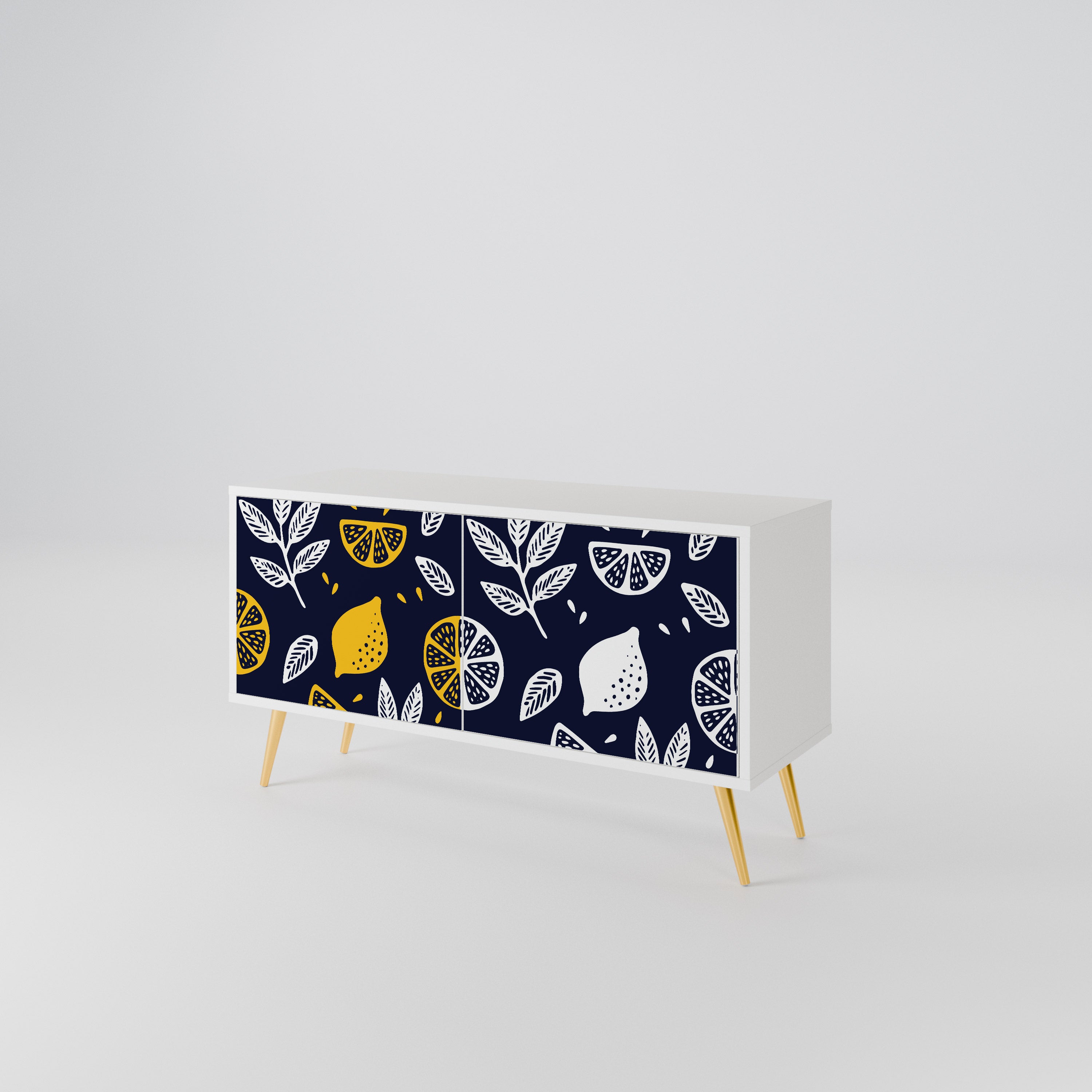 CITRUS BLACK AND WHITE Kompakt TV-bänk med 2 dörrar