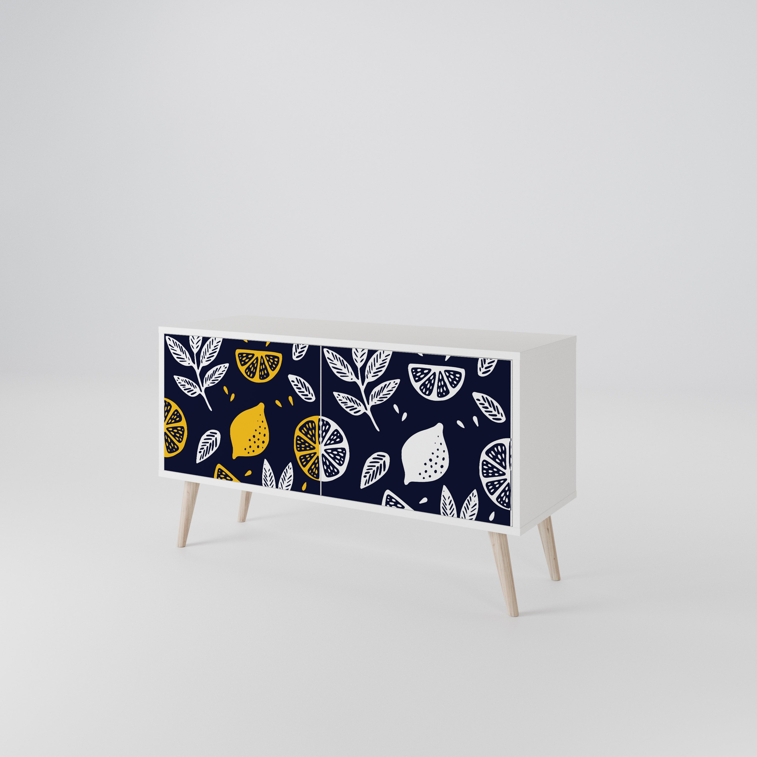 CITRUS BLACK AND WHITE Kompakt TV-bänk med 2 dörrar
