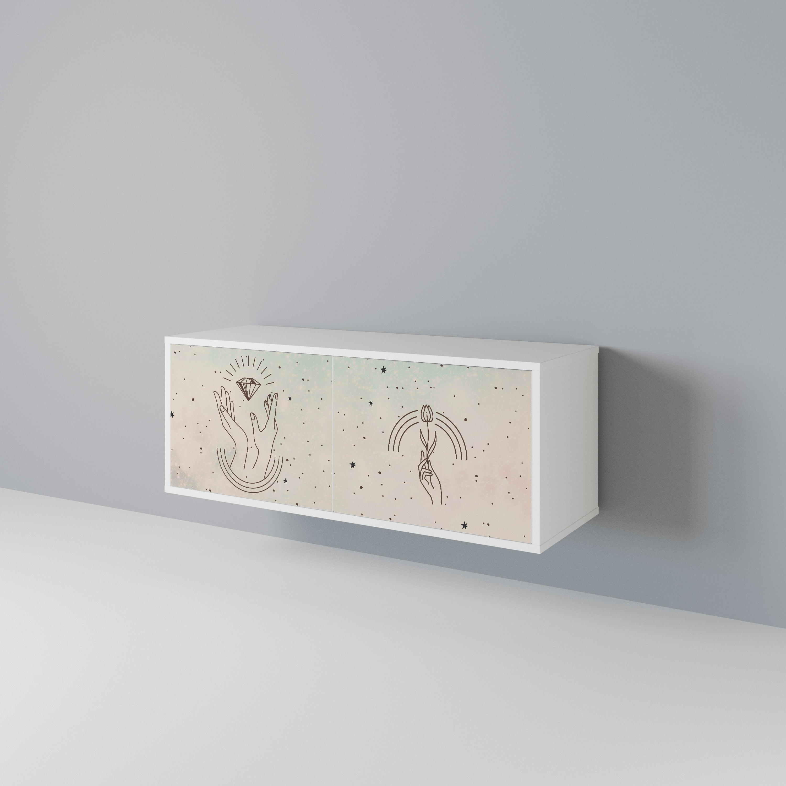 DELICATE BEAUTY Kompakt TV-bänk med 2 dörrar