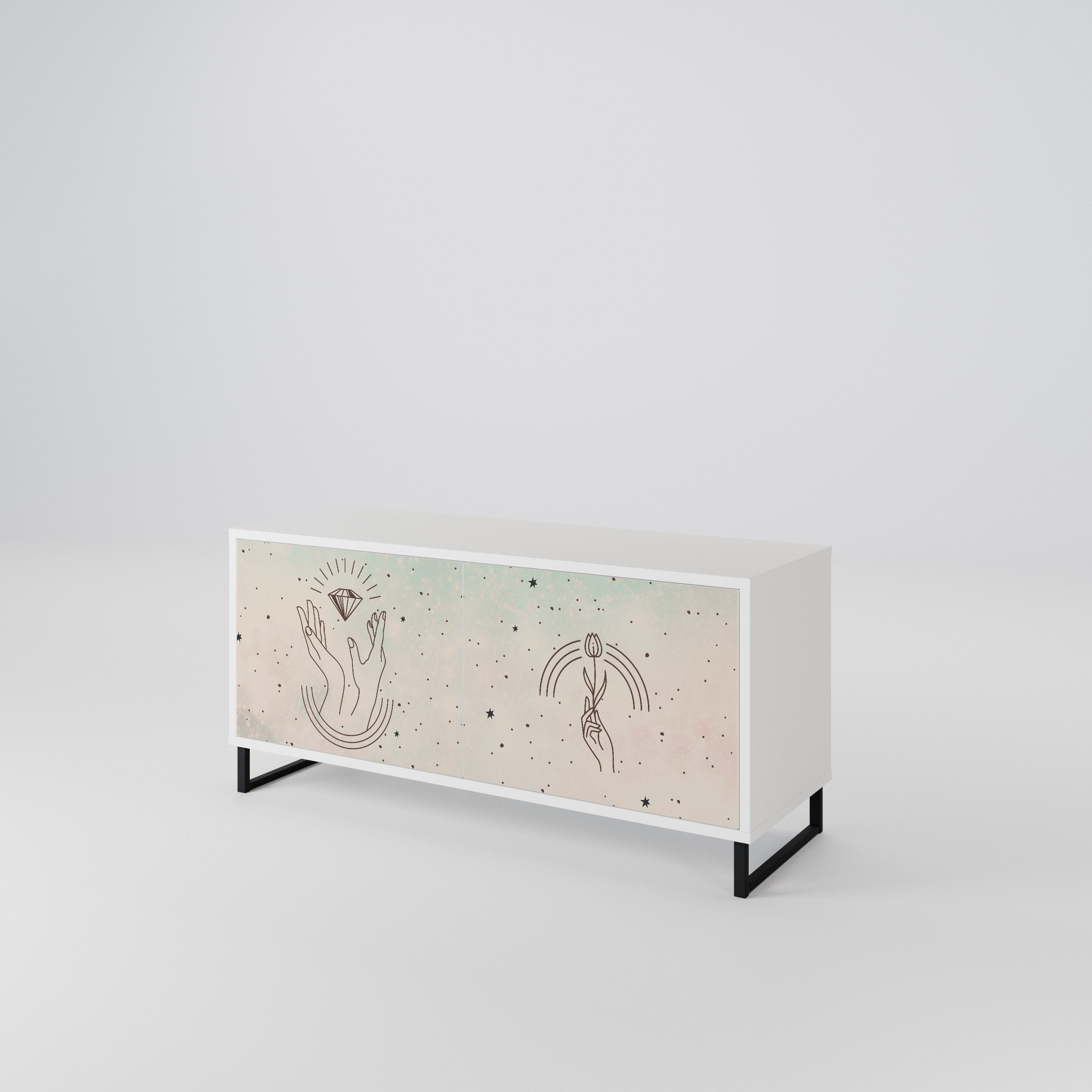 DELICATE BEAUTY Kompakt TV-bänk med 2 dörrar