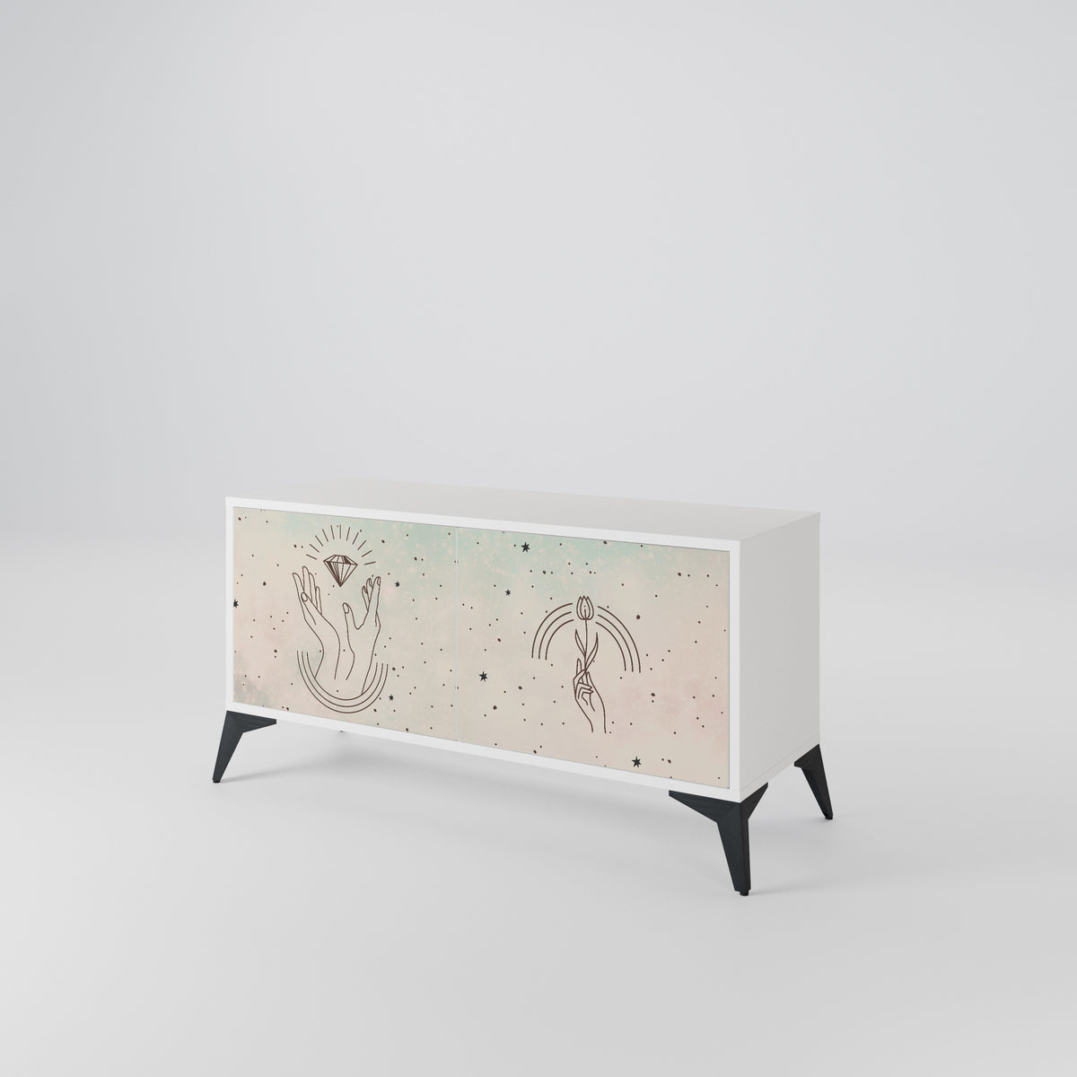 DELICATE BEAUTY Kompakt TV-bänk med 2 dörrar