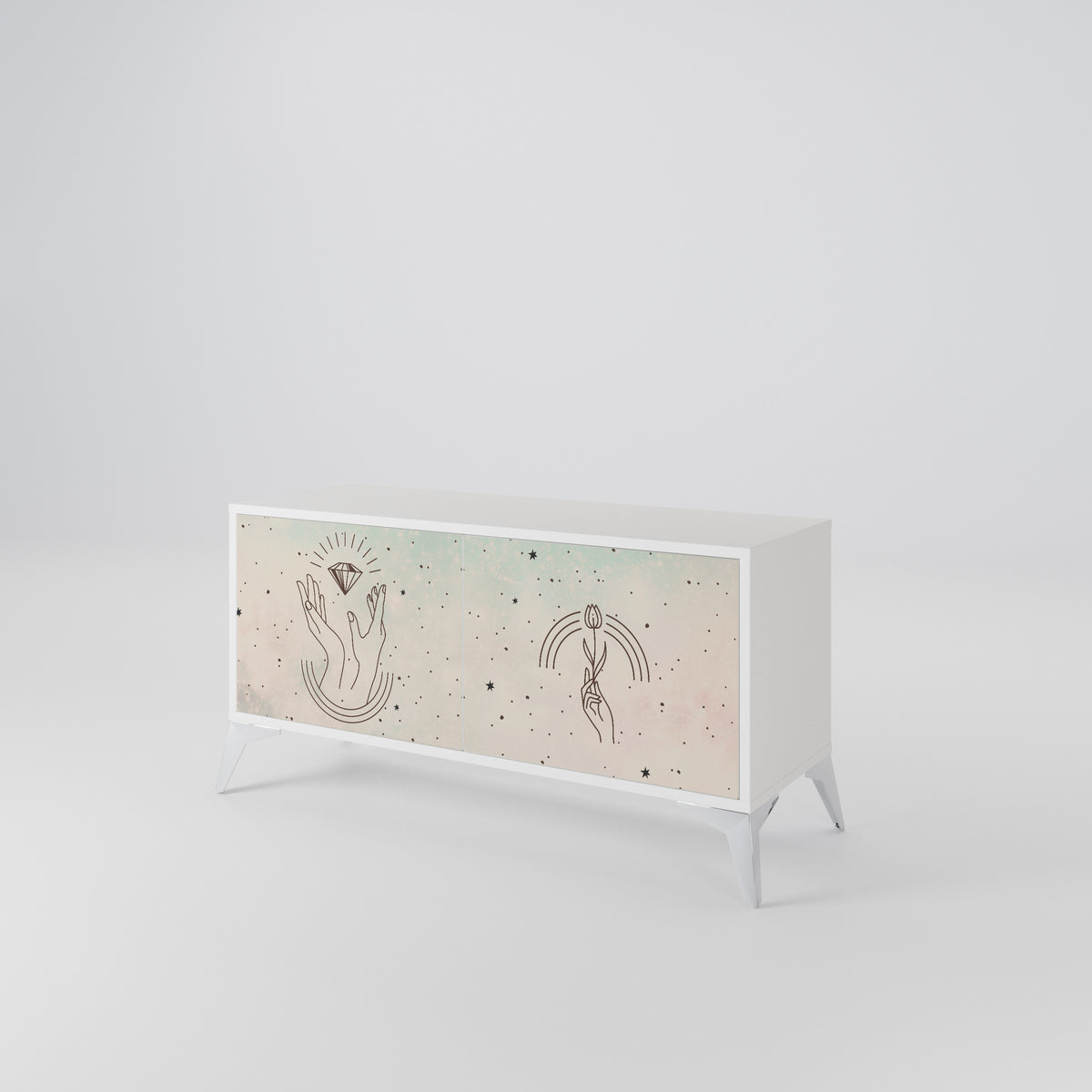 DELICATE BEAUTY Kompakt TV-bänk med 2 dörrar