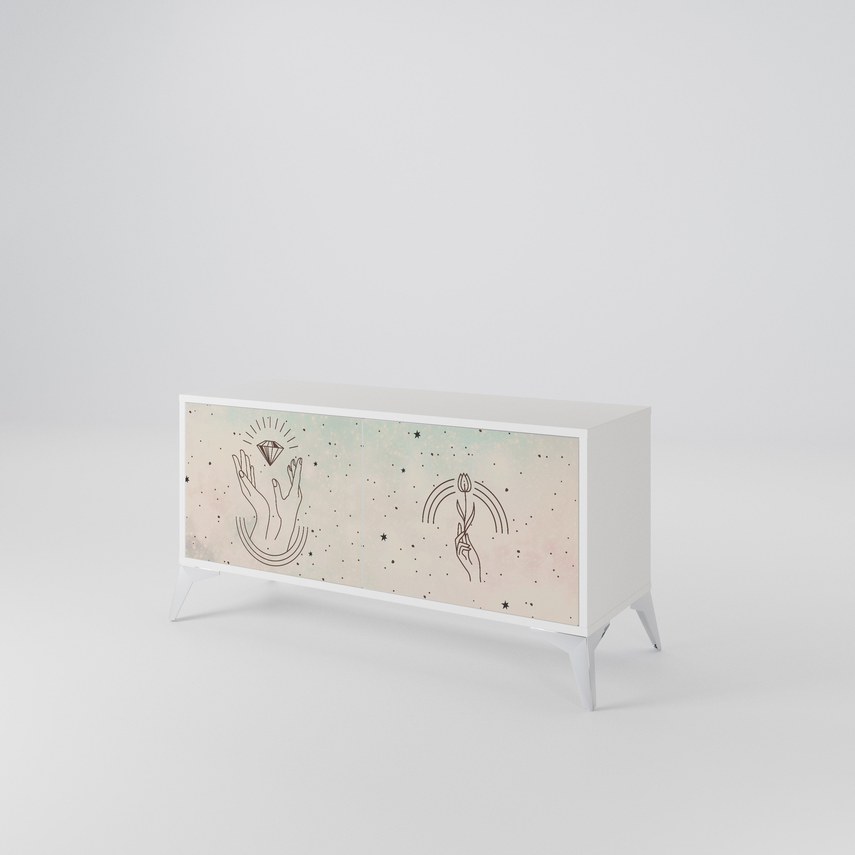 DELICATE BEAUTY Kompakt TV-bänk med 2 dörrar