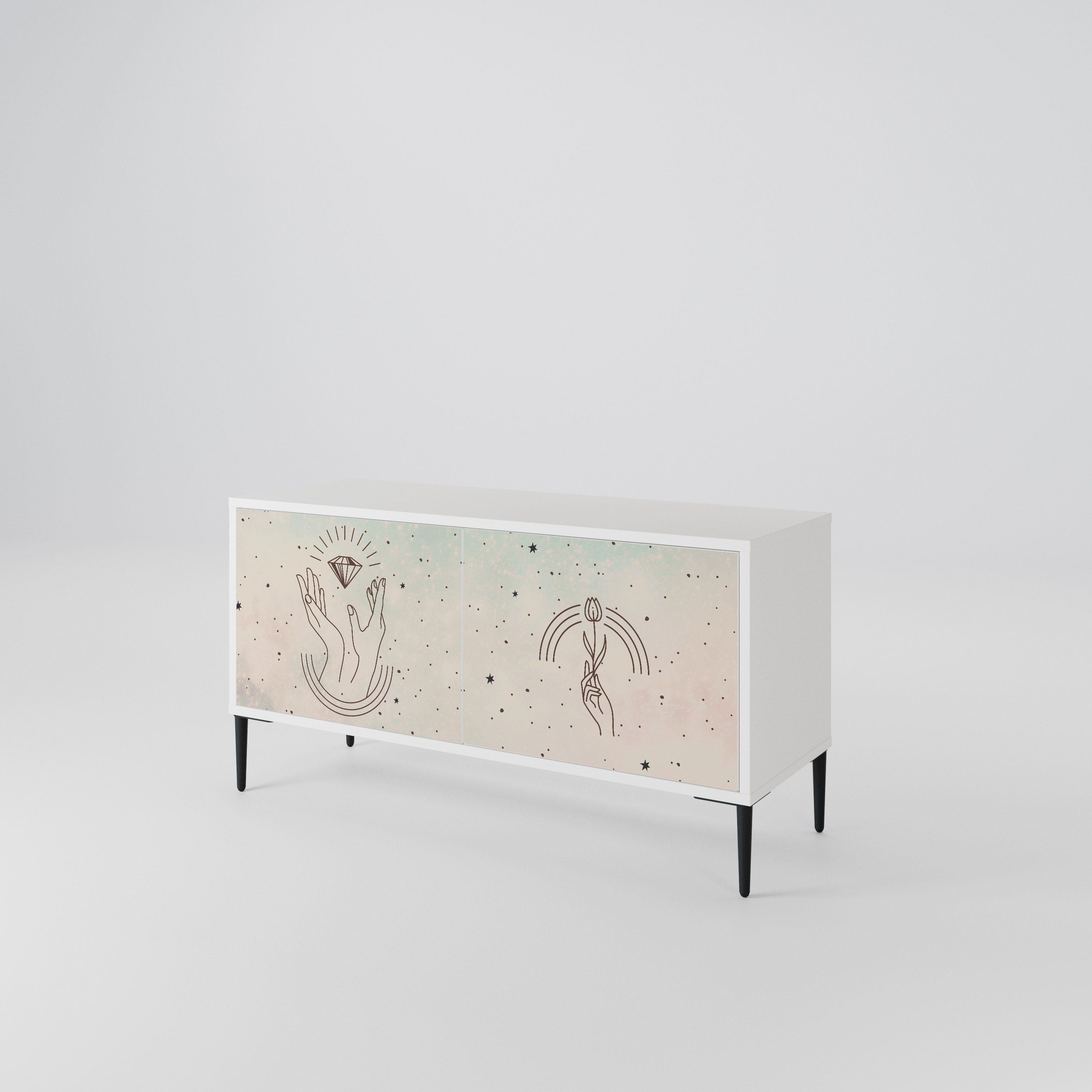 DELICATE BEAUTY Kompakt TV-bänk med 2 dörrar