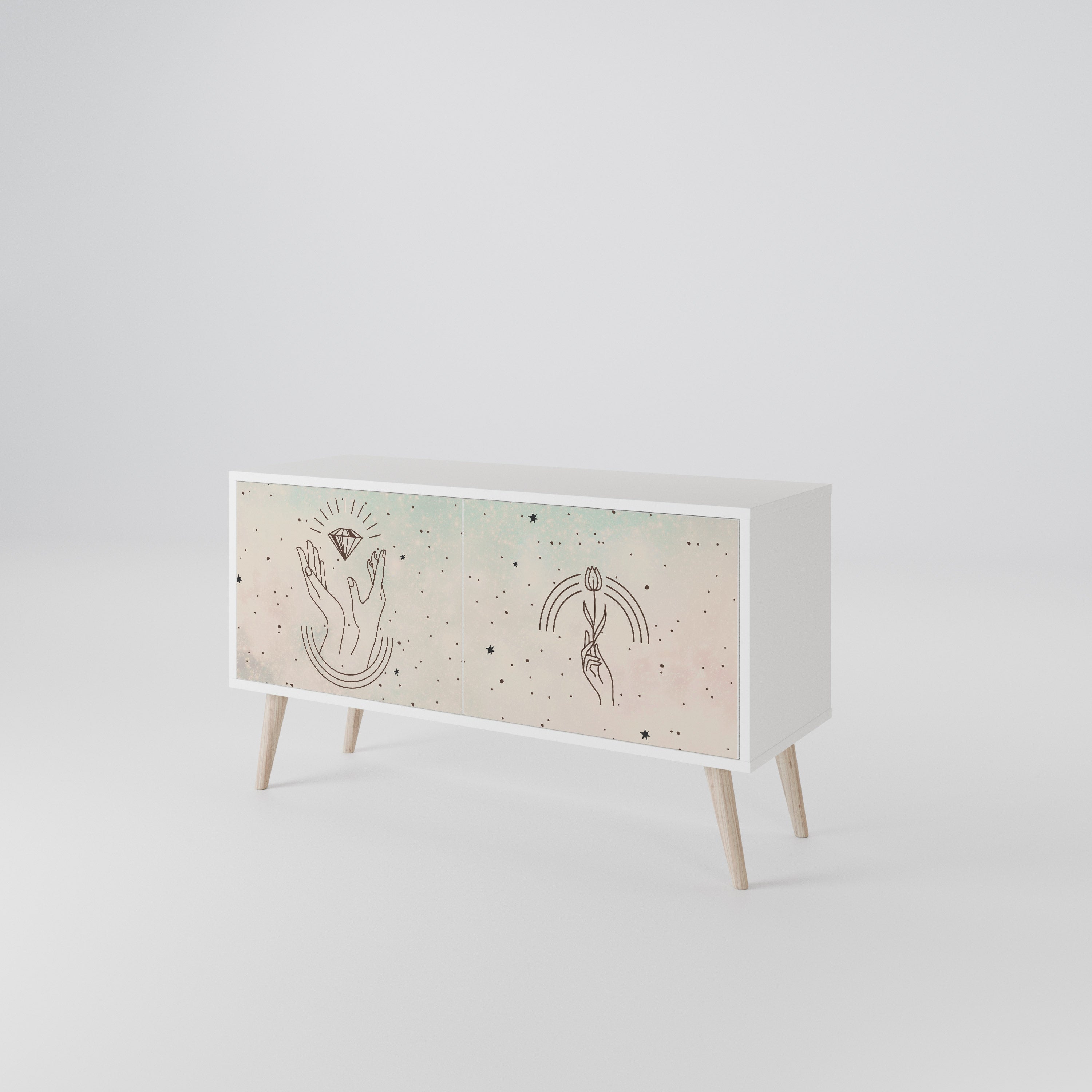 DELICATE BEAUTY Kompakt TV-bänk med 2 dörrar