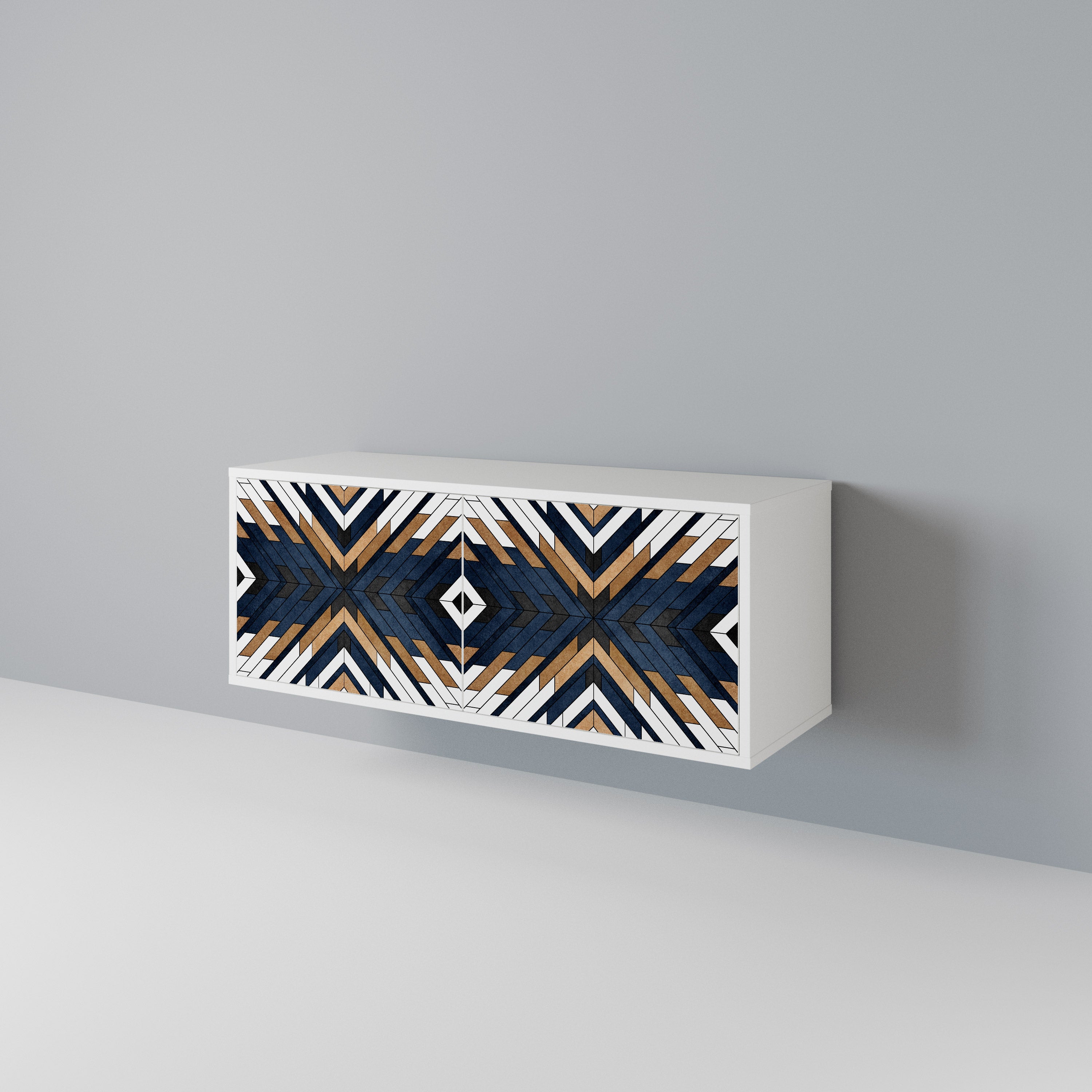ARTFUL GEOMETRY Kompakt TV-bänk med 2 dörrar