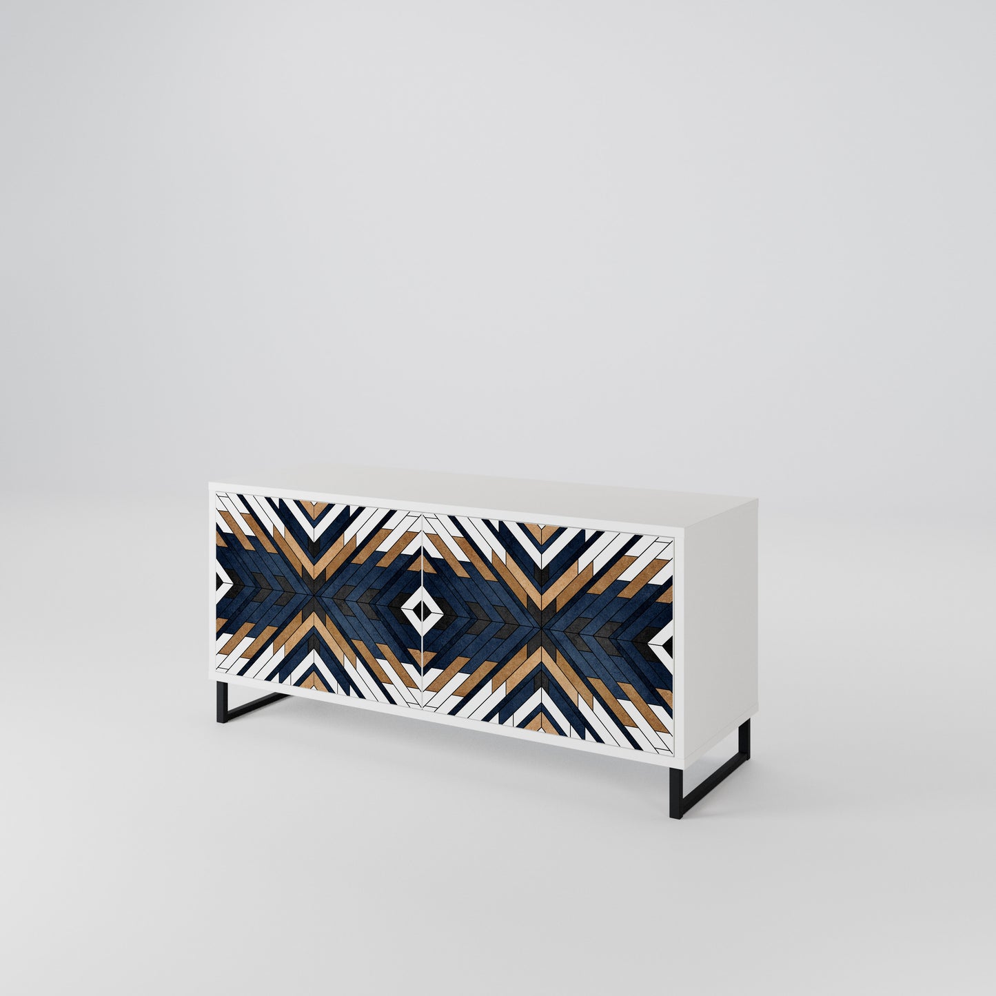 ARTFUL GEOMETRY Kompakt TV-bänk med 2 dörrar