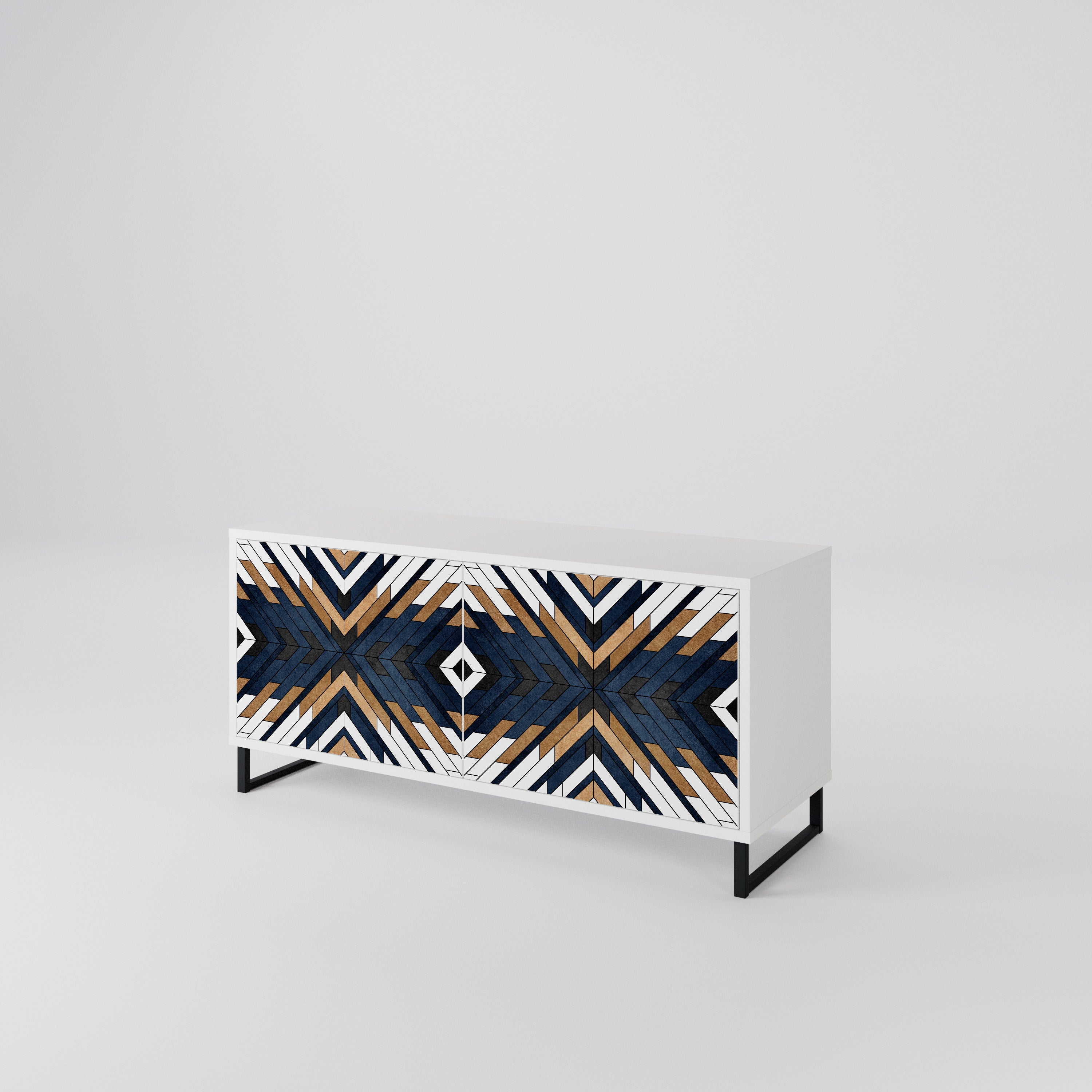 ARTFUL GEOMETRY Kompakt TV-bänk med 2 dörrar