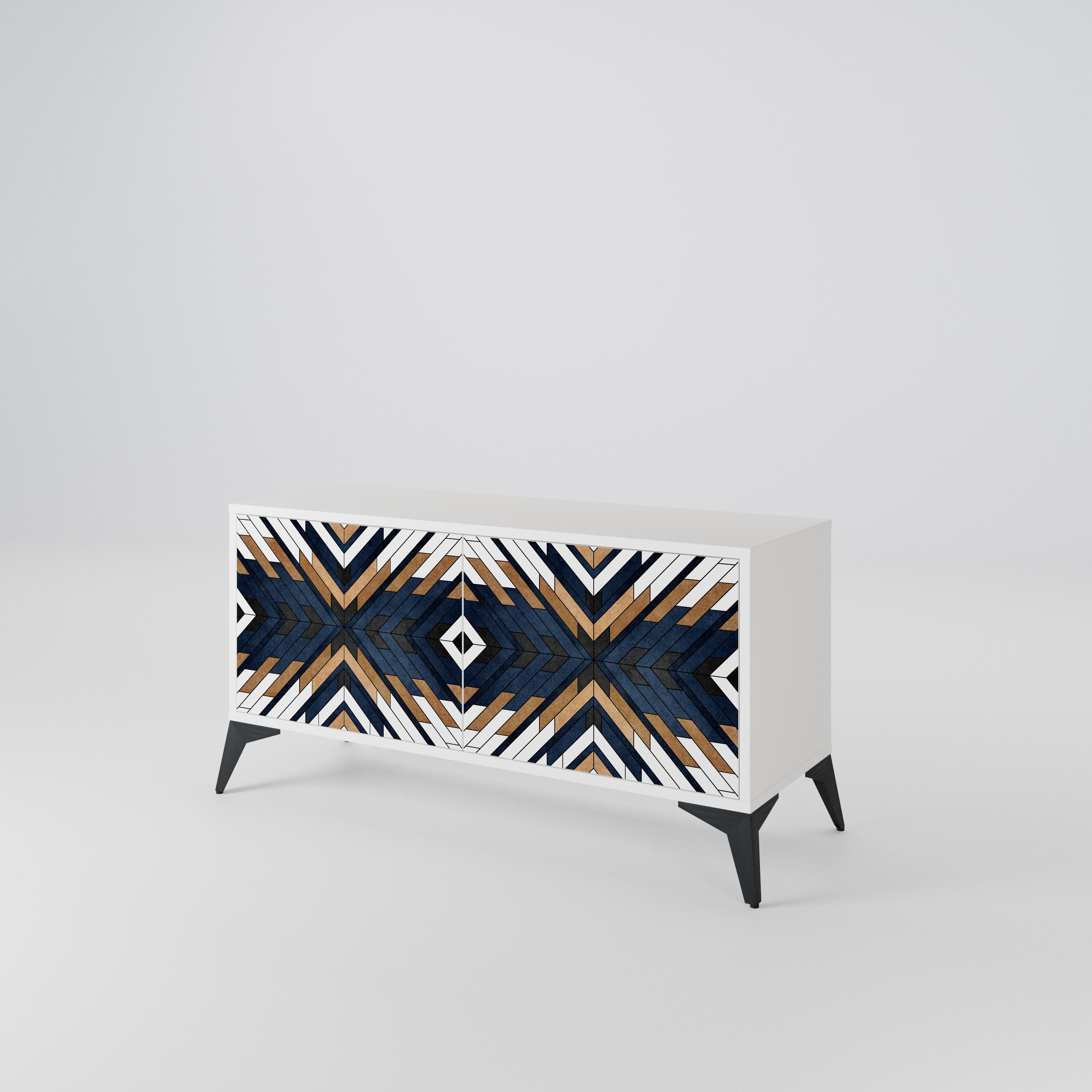 ARTFUL GEOMETRY Kompakt TV-bänk med 2 dörrar