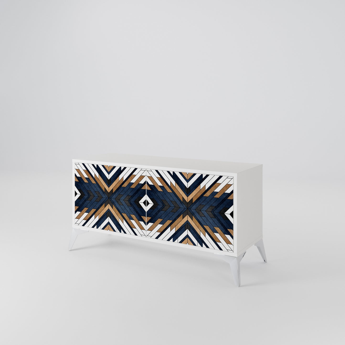 ARTFUL GEOMETRY Kompakt TV-bänk med 2 dörrar